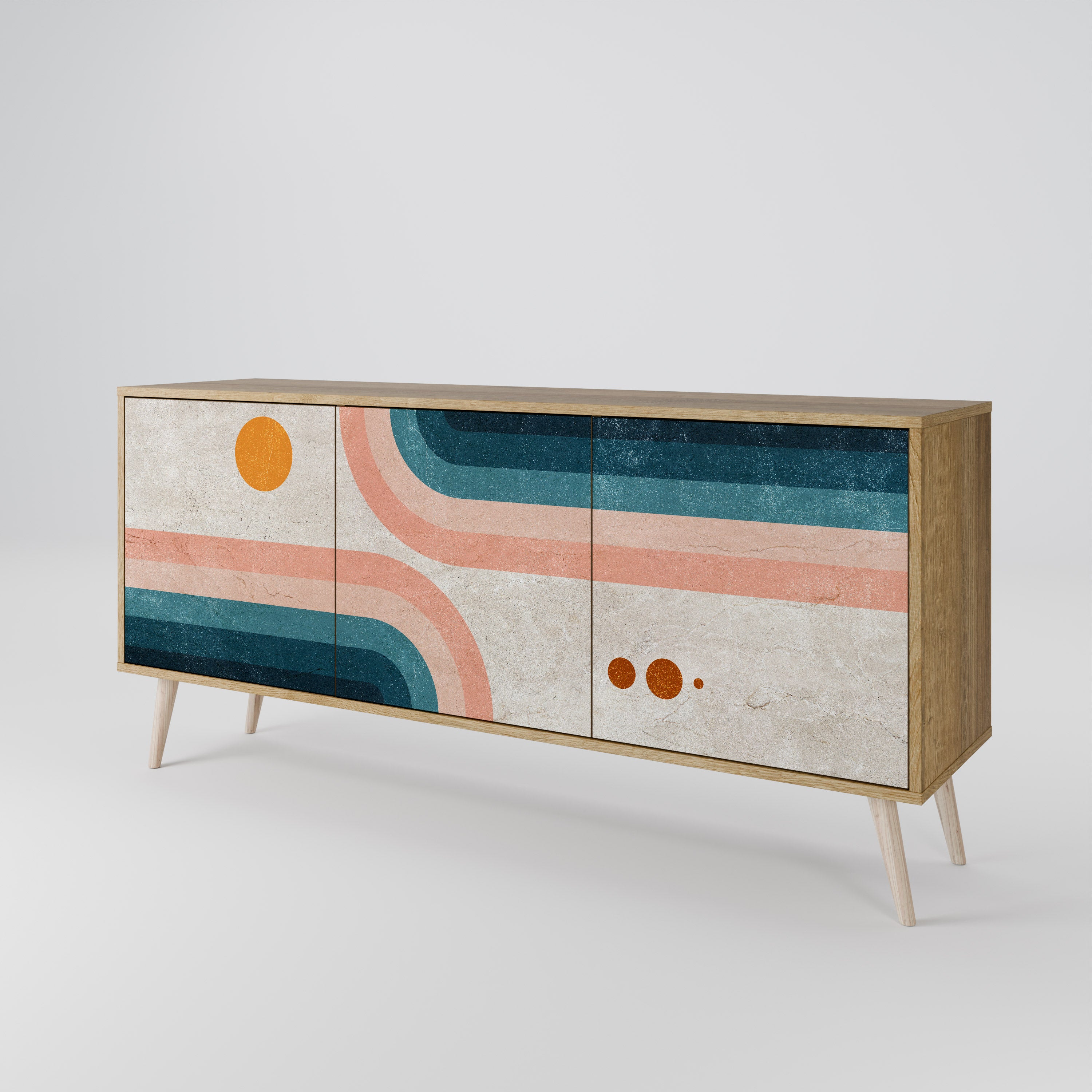 TWO HALVES 3-Door Sideboard in Oak Effect