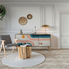 TWO HALVES Aparador de 3 Puertas en Efecto Roble