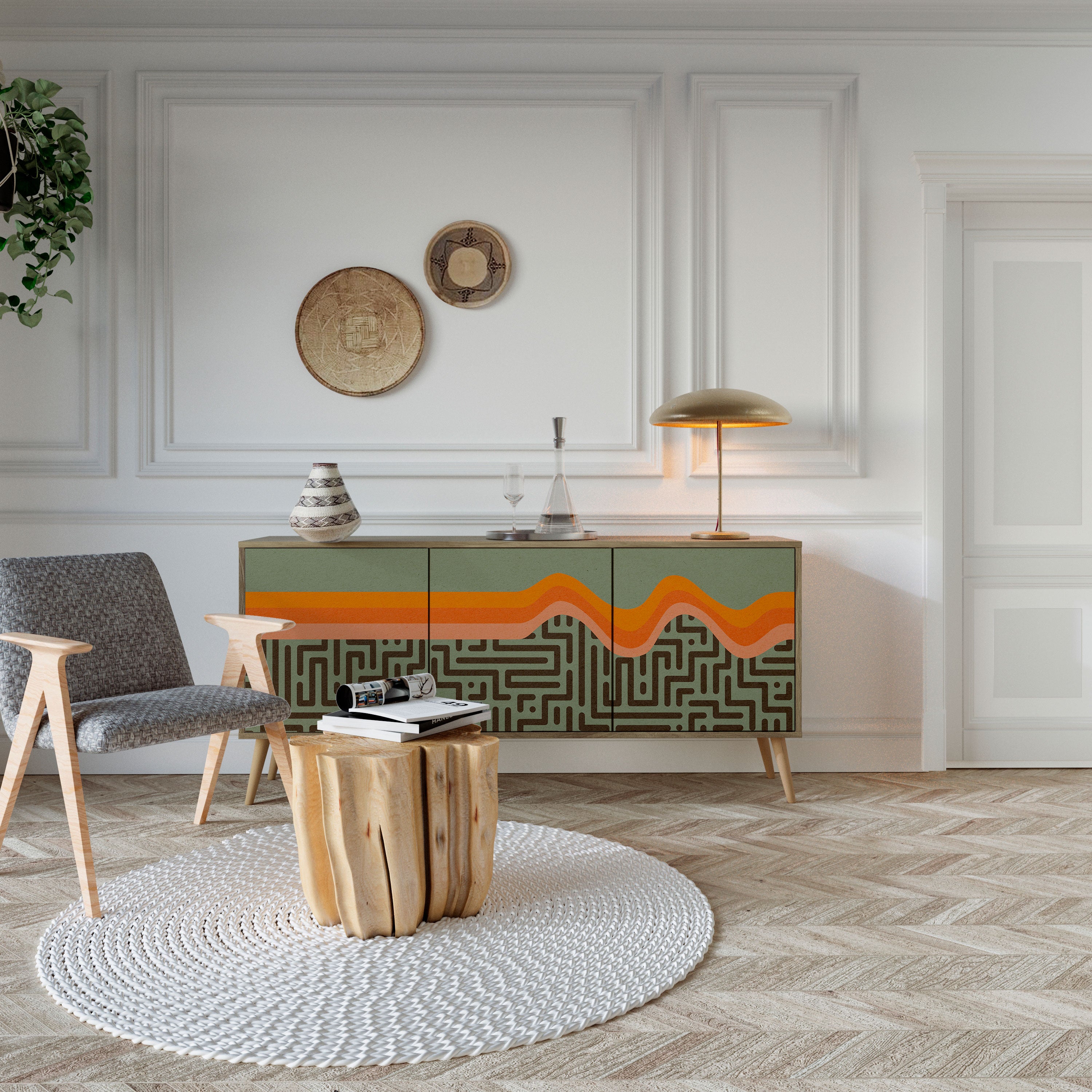 SIMPLE SOLUTIONS 3-Door Sideboard in Oak Effect