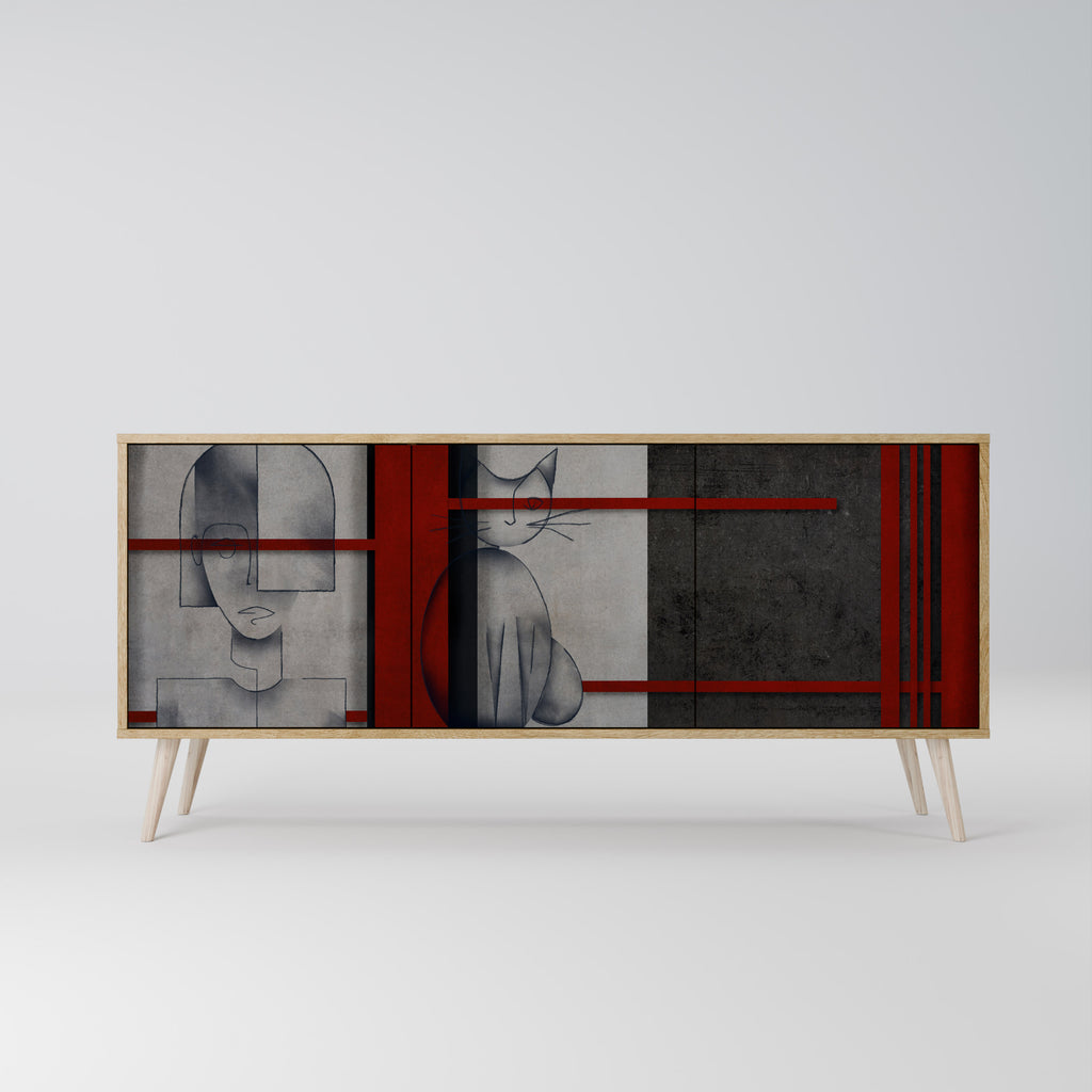 GRAY FIGURES 3-Door Sideboard in Oak Effect