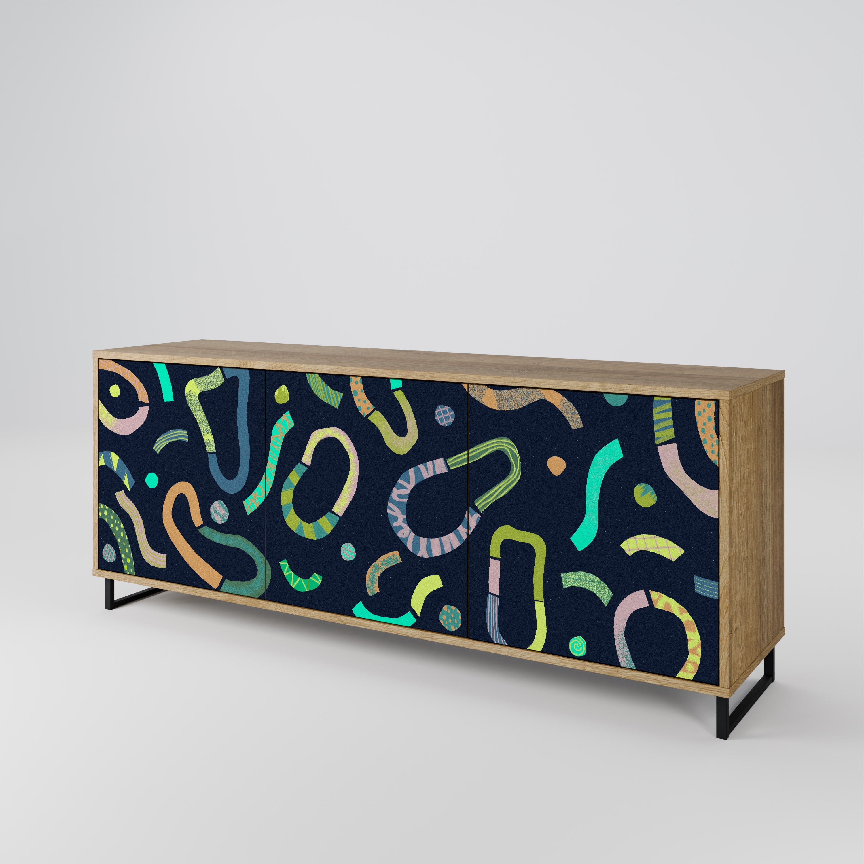 CONTRAST DANCE 3-Door Sideboard in Oak Effect