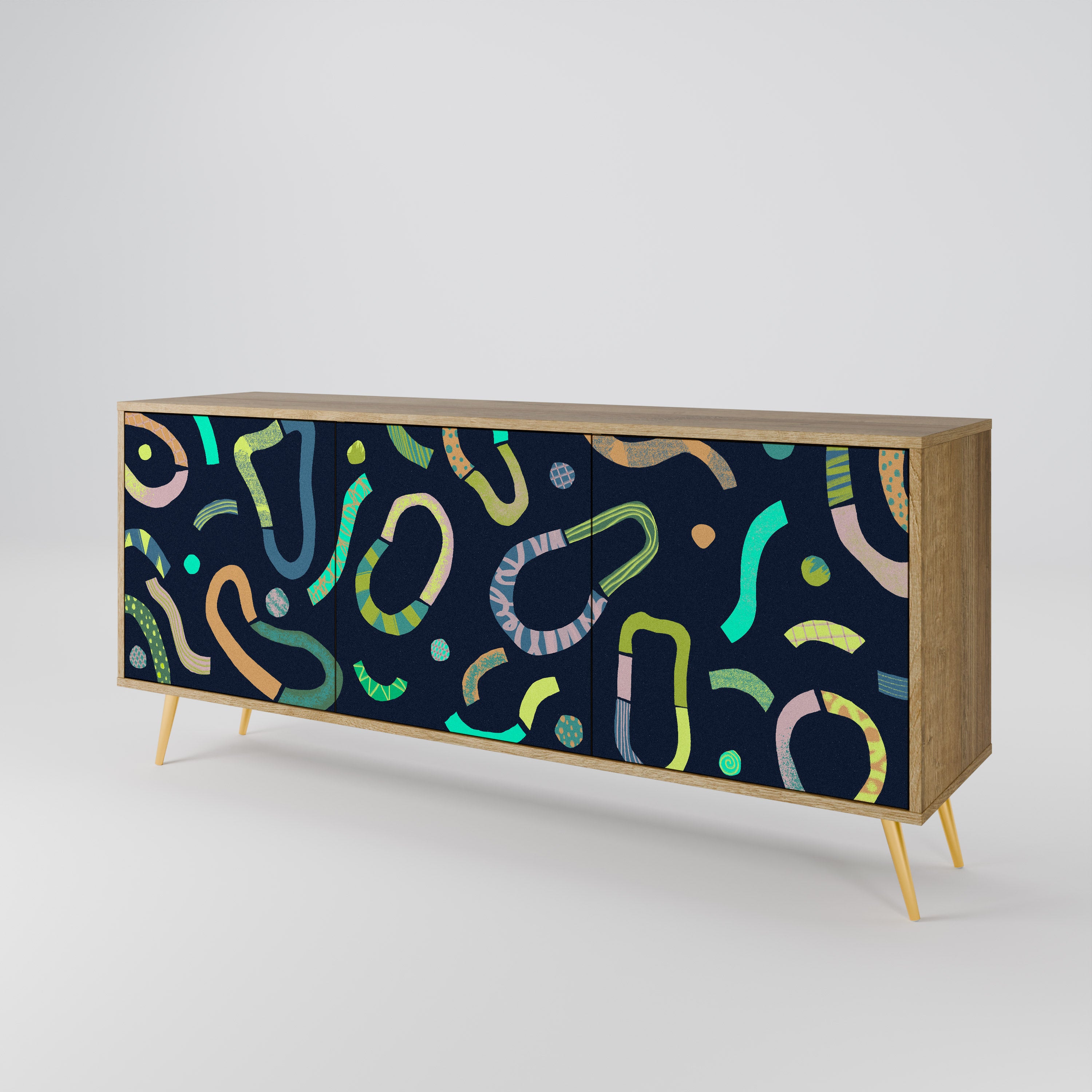 CONTRAST DANCE 3-Door Sideboard in Oak Effect