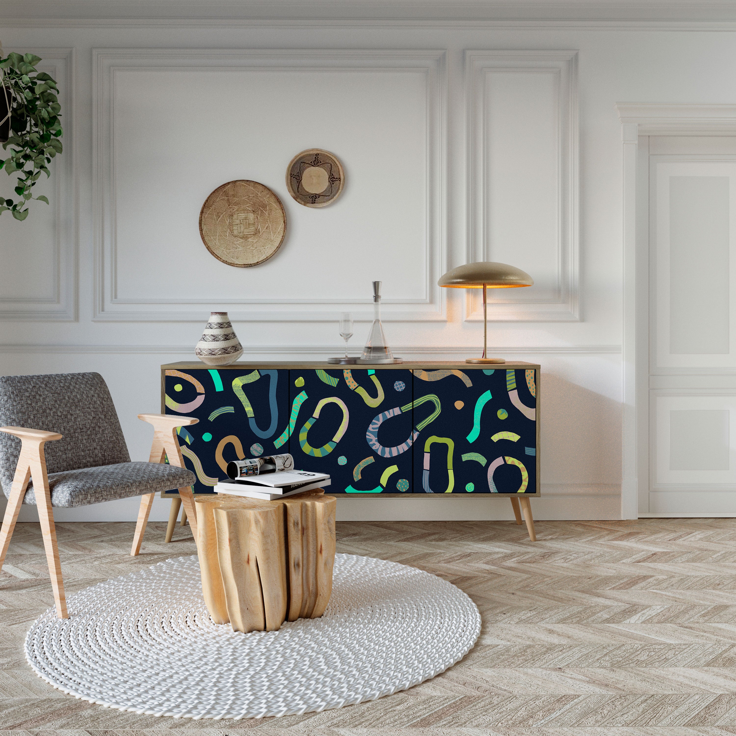CONTRAST DANCE 3-Door Sideboard in Oak Effect