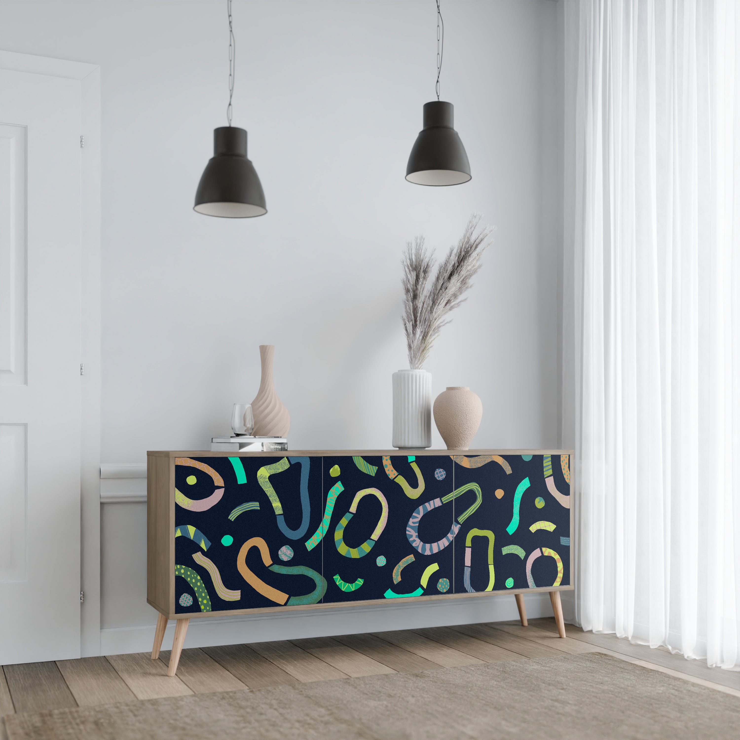 CONTRAST DANCE 3-Door Sideboard in Oak Effect