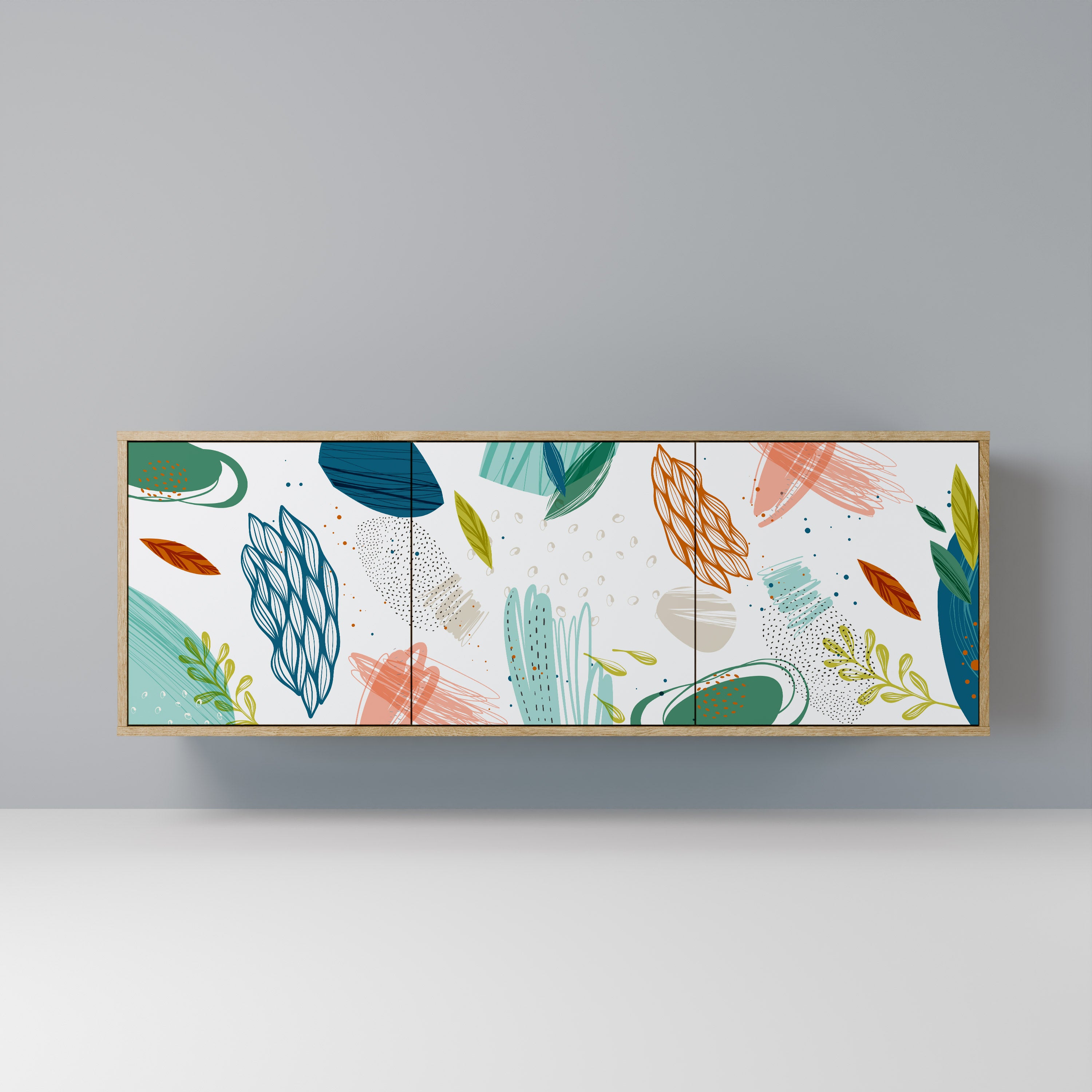 BOTANICAL HURRICANE 3-Door Sideboard in Oak Effect