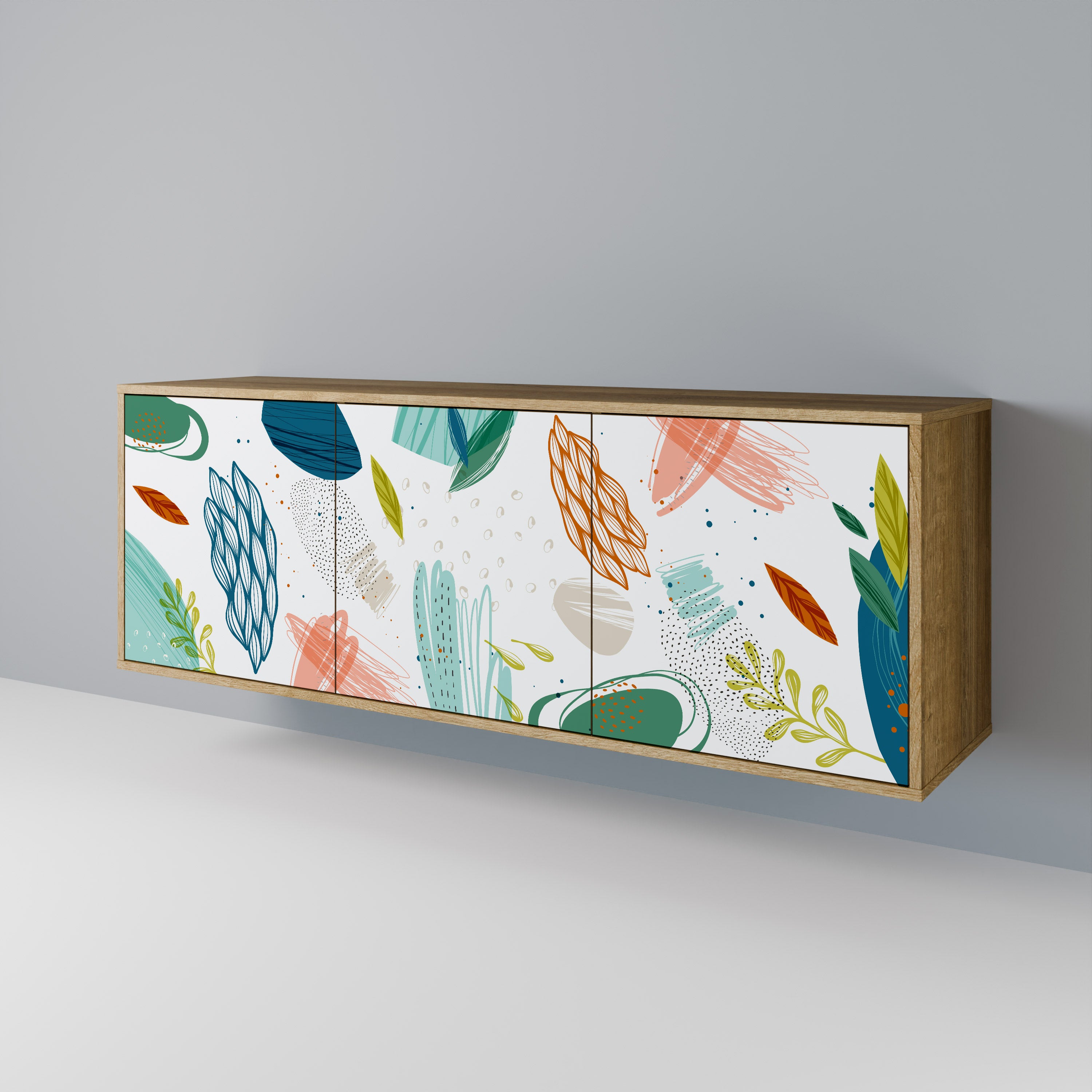 BOTANICAL HURRICANE 3-Door Sideboard in Oak Effect
