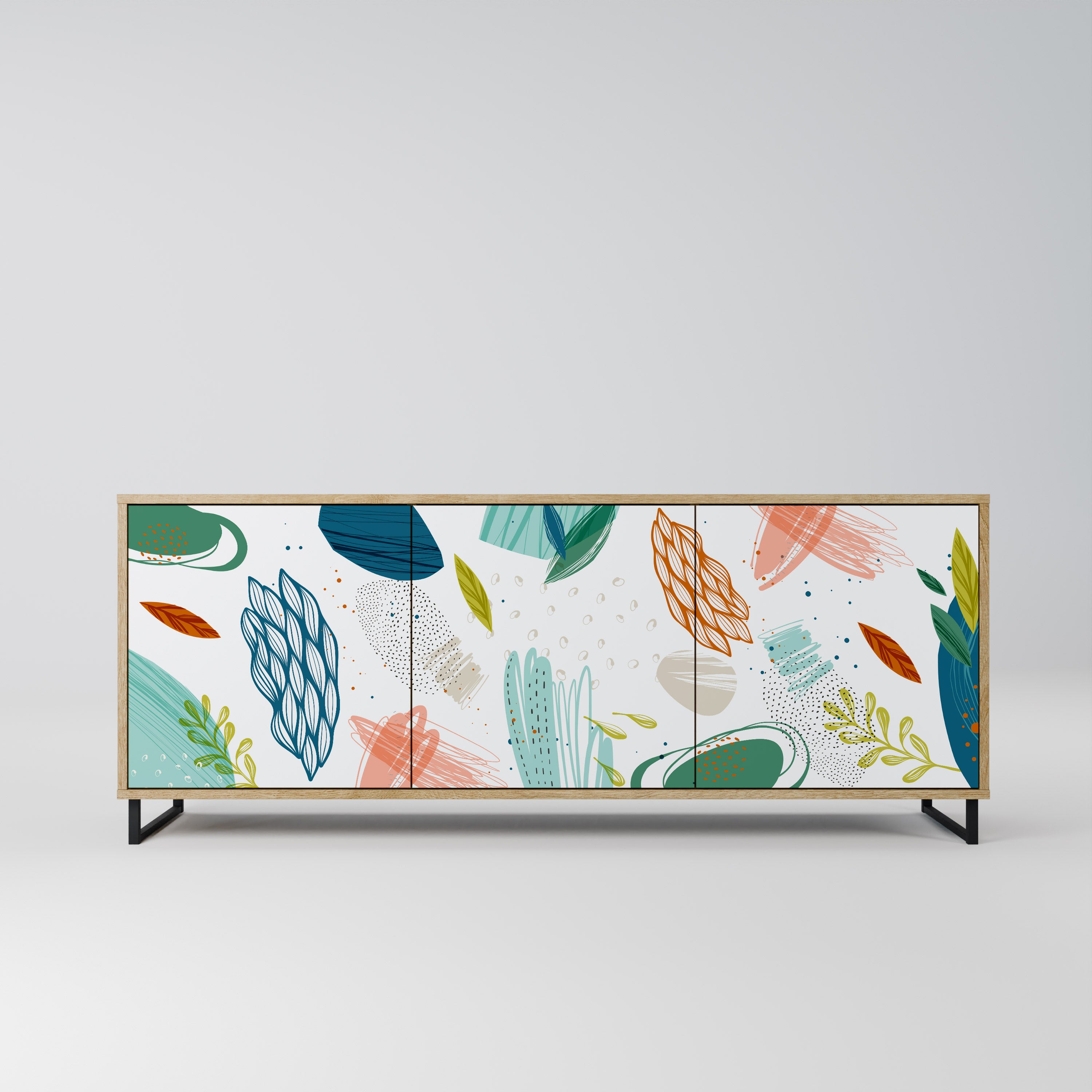 BOTANICAL HURRICANE 3-Door Sideboard in Oak Effect