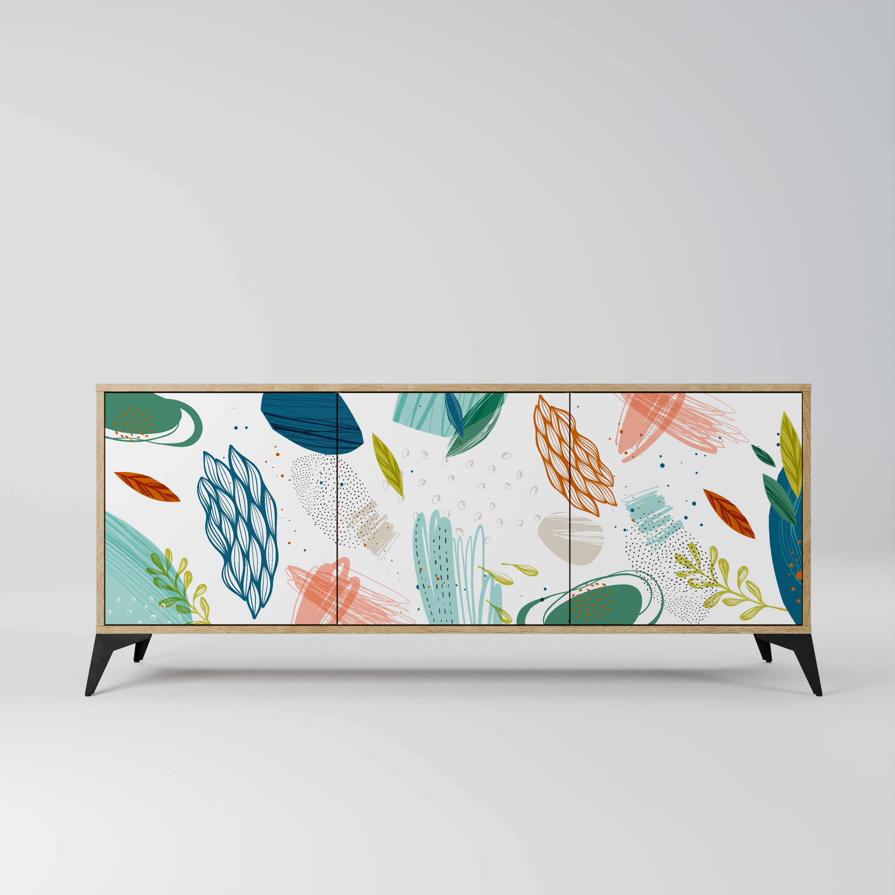 BOTANICAL HURRICANE 3-Door Sideboard in Oak Effect