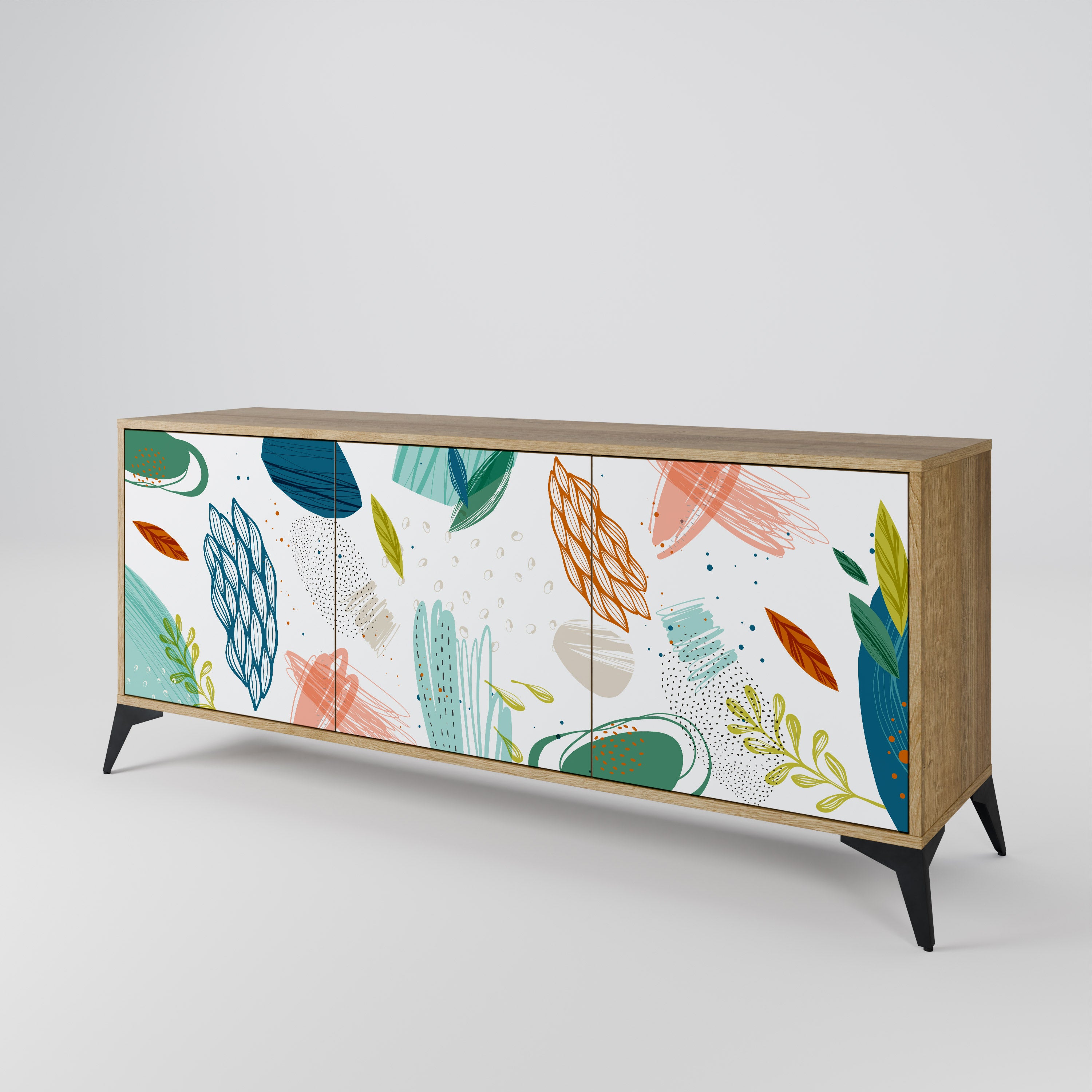 BOTANICAL HURRICANE 3-Door Sideboard in Oak Effect