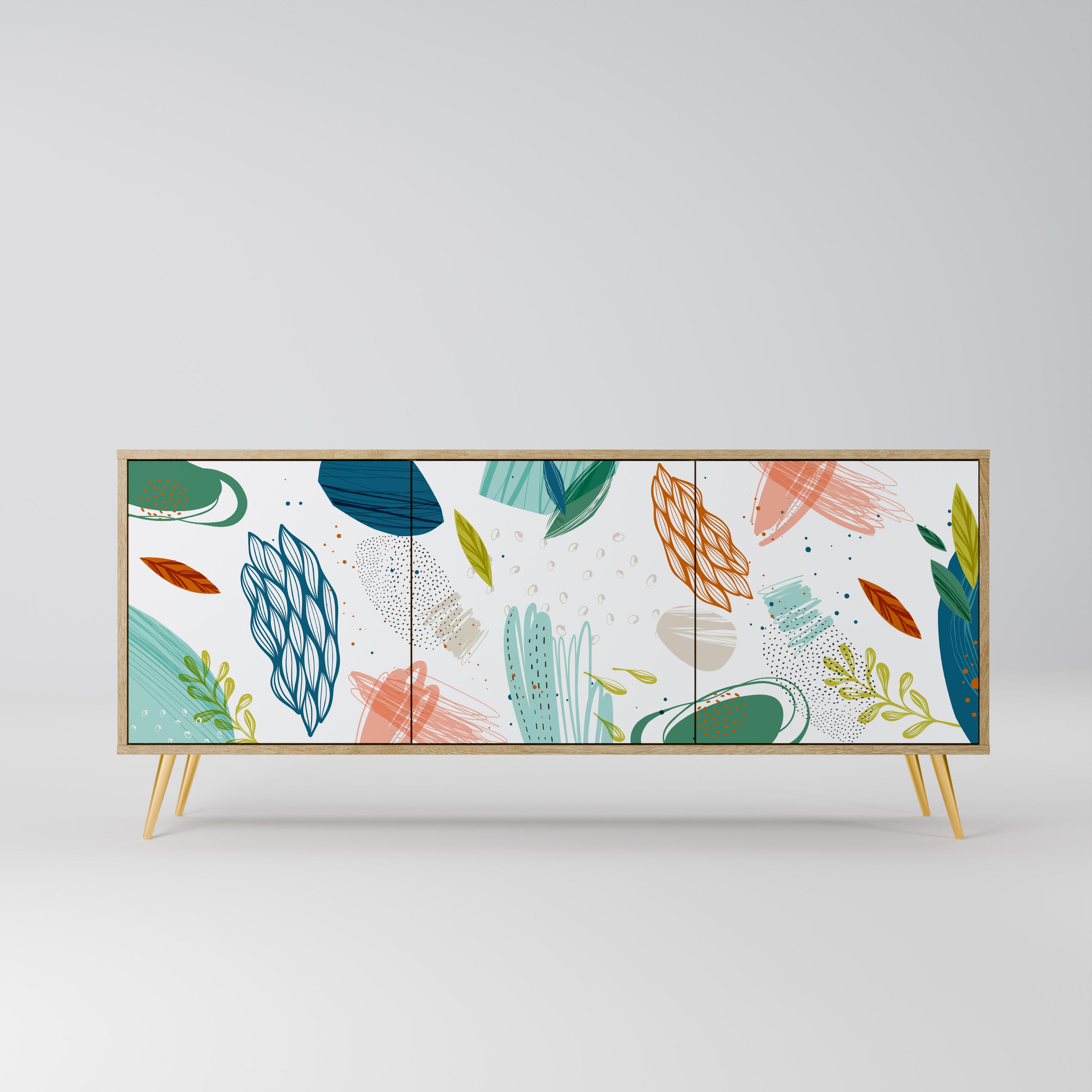 BOTANICAL HURRICANE 3-Door Sideboard in Oak Effect