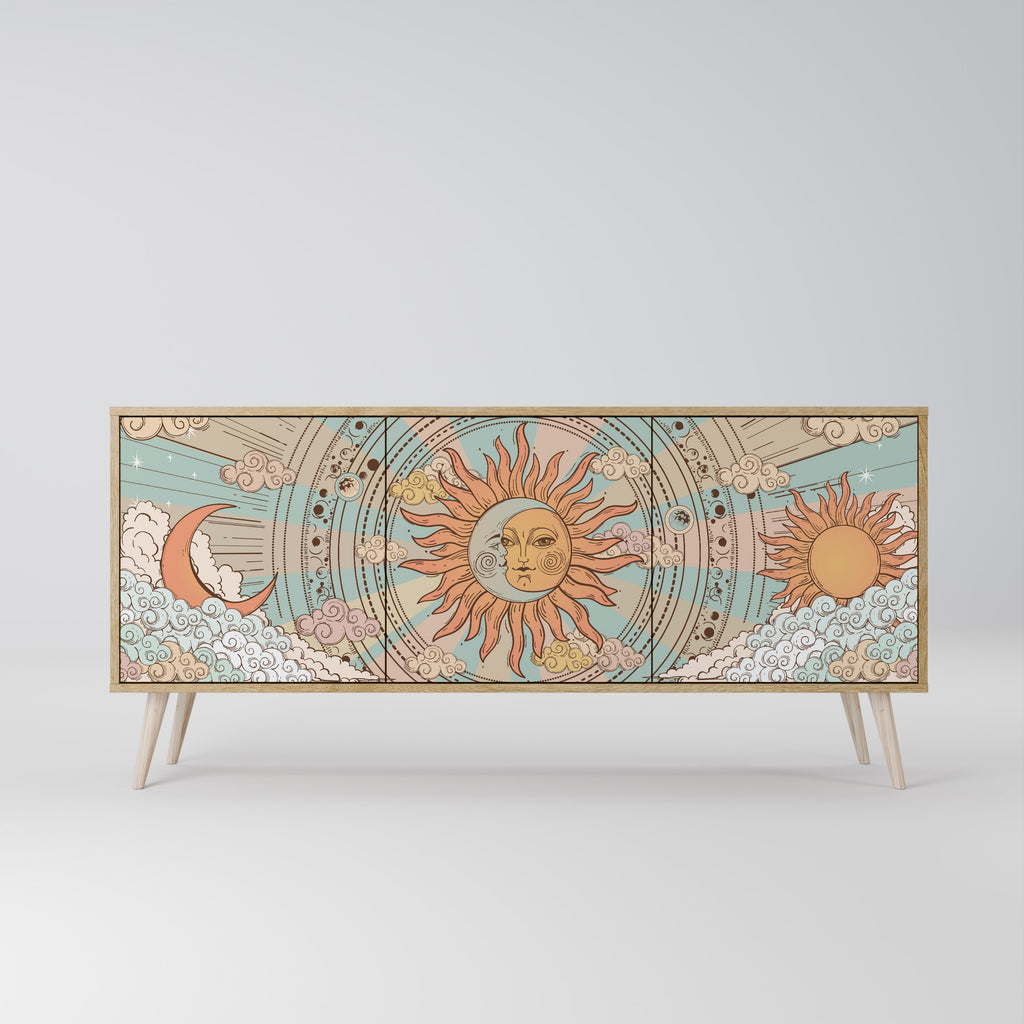 MYSTICAL STRUCTURE 3-Door Sideboard in Oak Effect