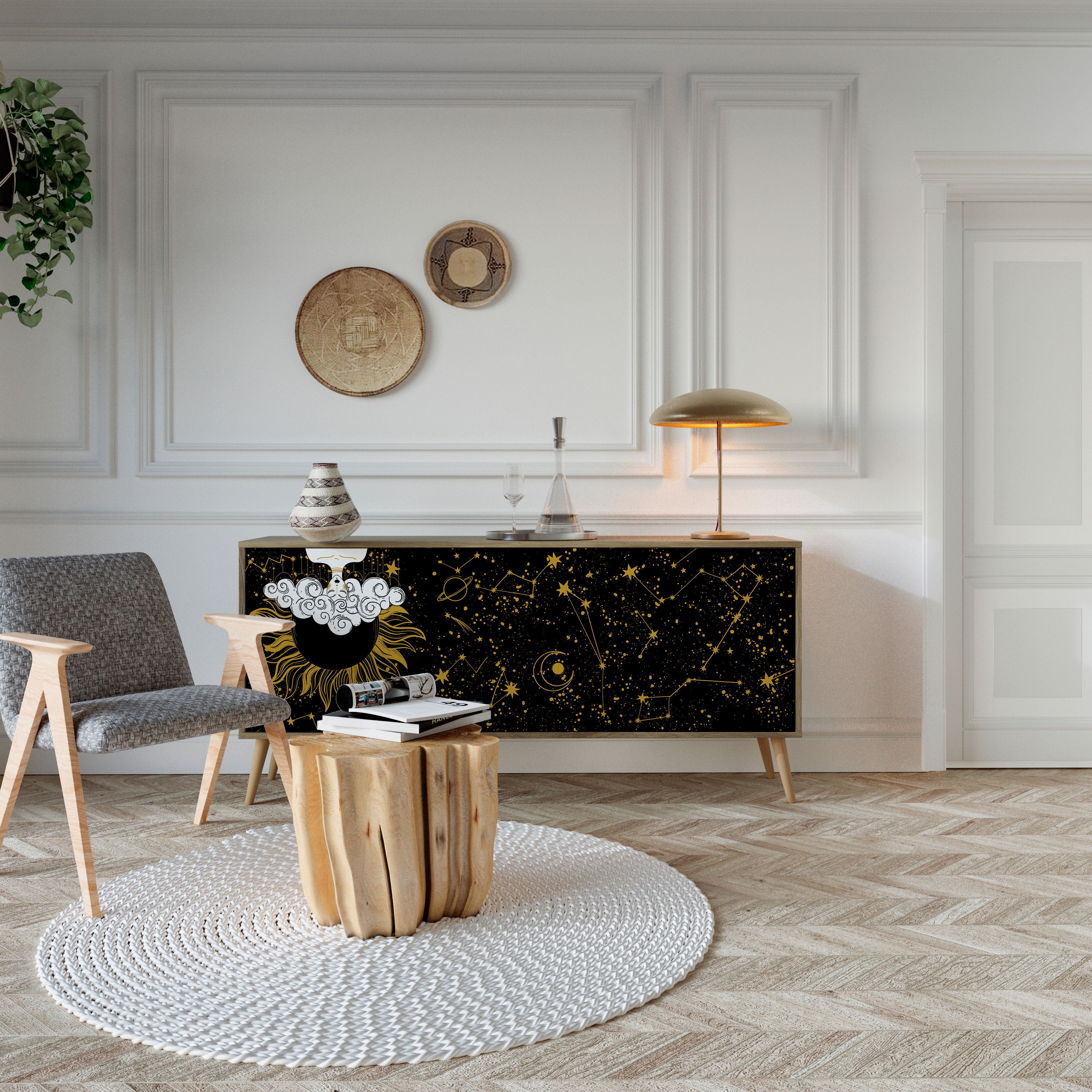 STELLAR CONSTELLATIONS 3-Door Sideboard in Oak Effect