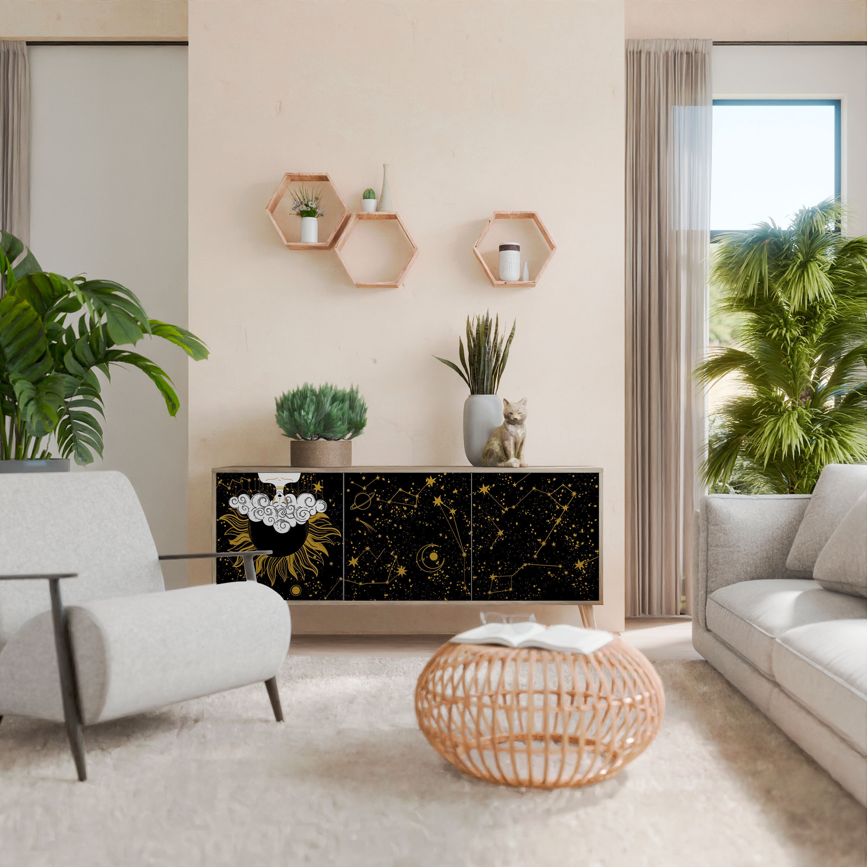 STELLAR CONSTELLATIONS 3-Door Sideboard in Oak Effect