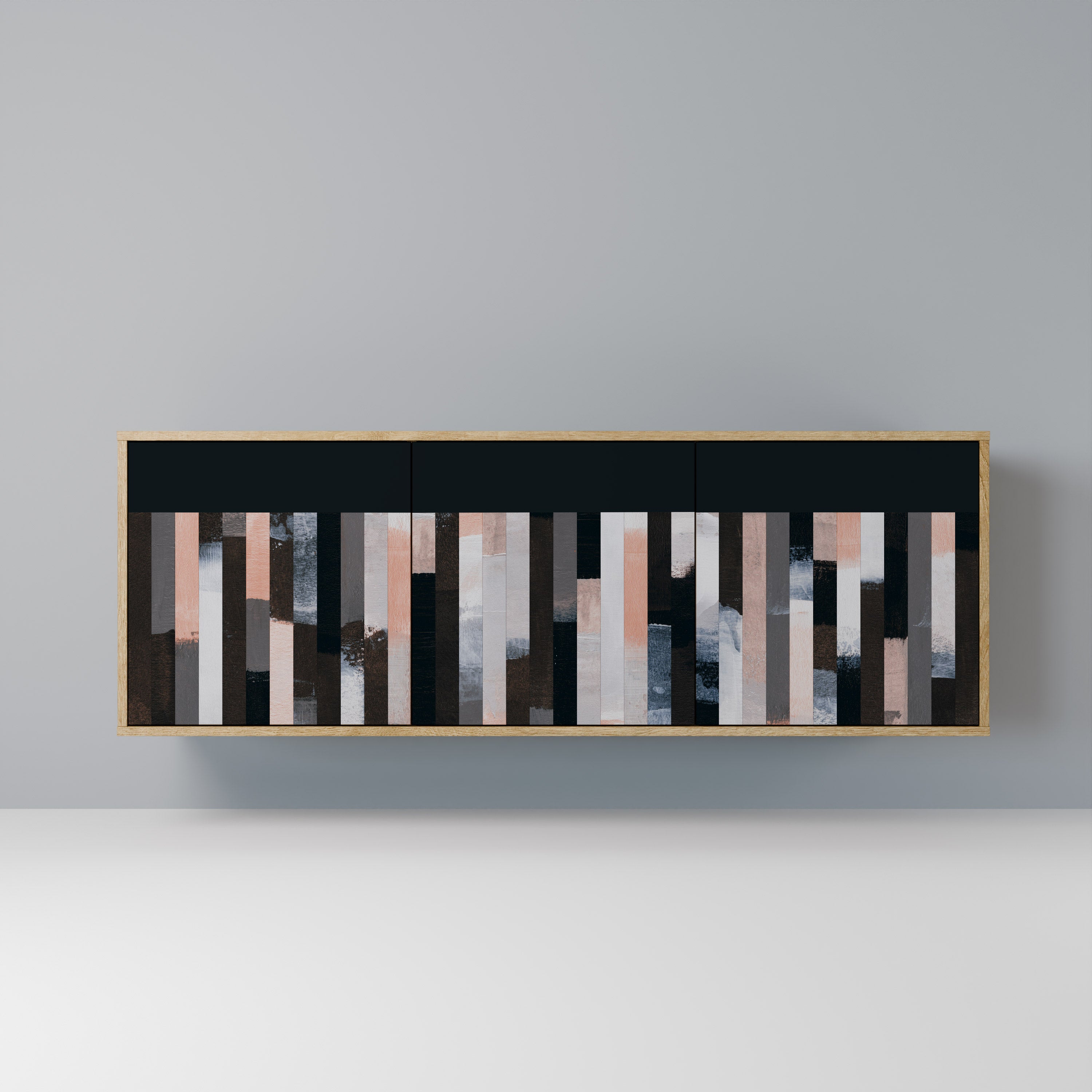COLLAGE OF RECTANGLES 3-Door Sideboard in Oak Effect