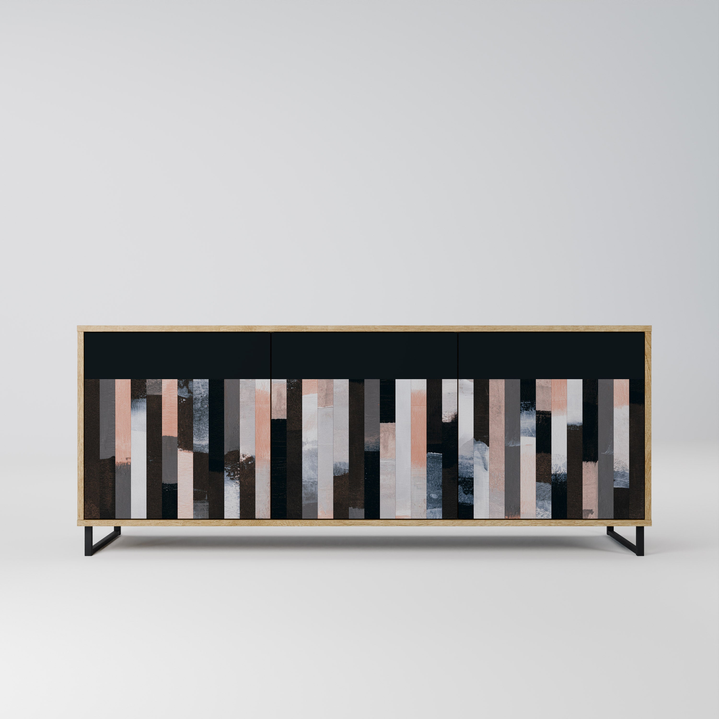 COLLAGE OF RECTANGLES 3-Door Sideboard in Oak Effect