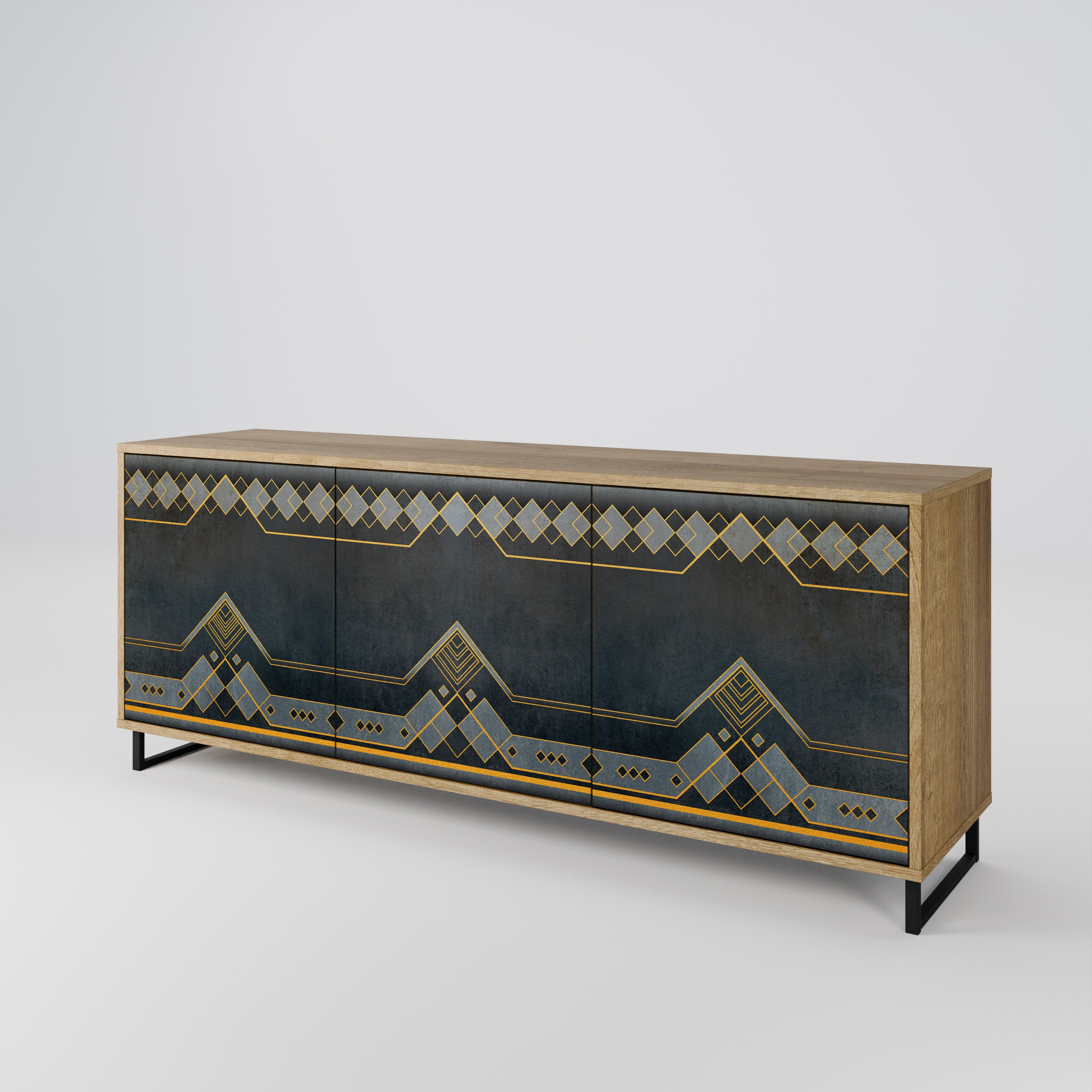 ROYAL ORDINARINESS 3-Door Sideboard in Oak Effect