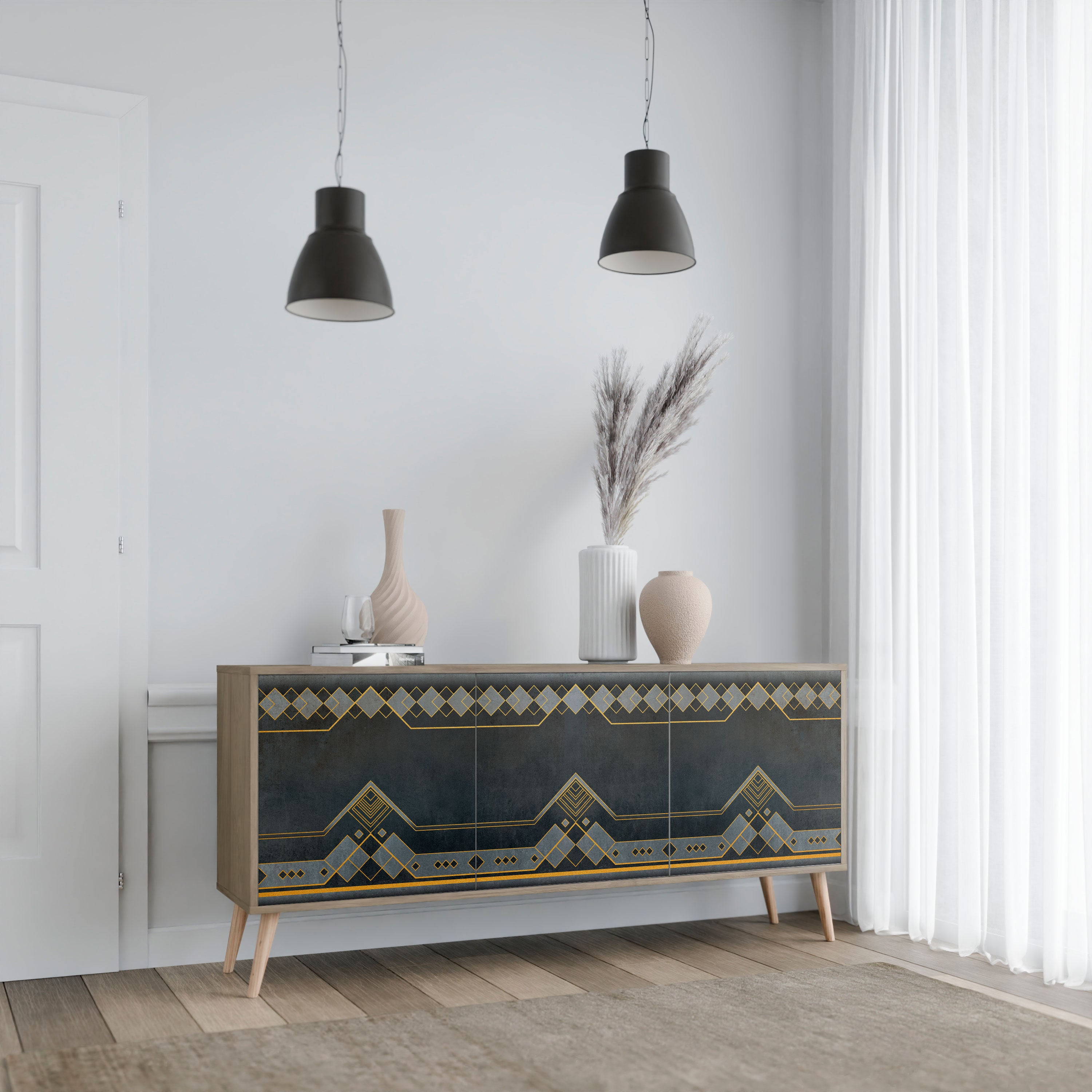 ROYAL ORDINARINESS 3-Door Sideboard in Oak Effect