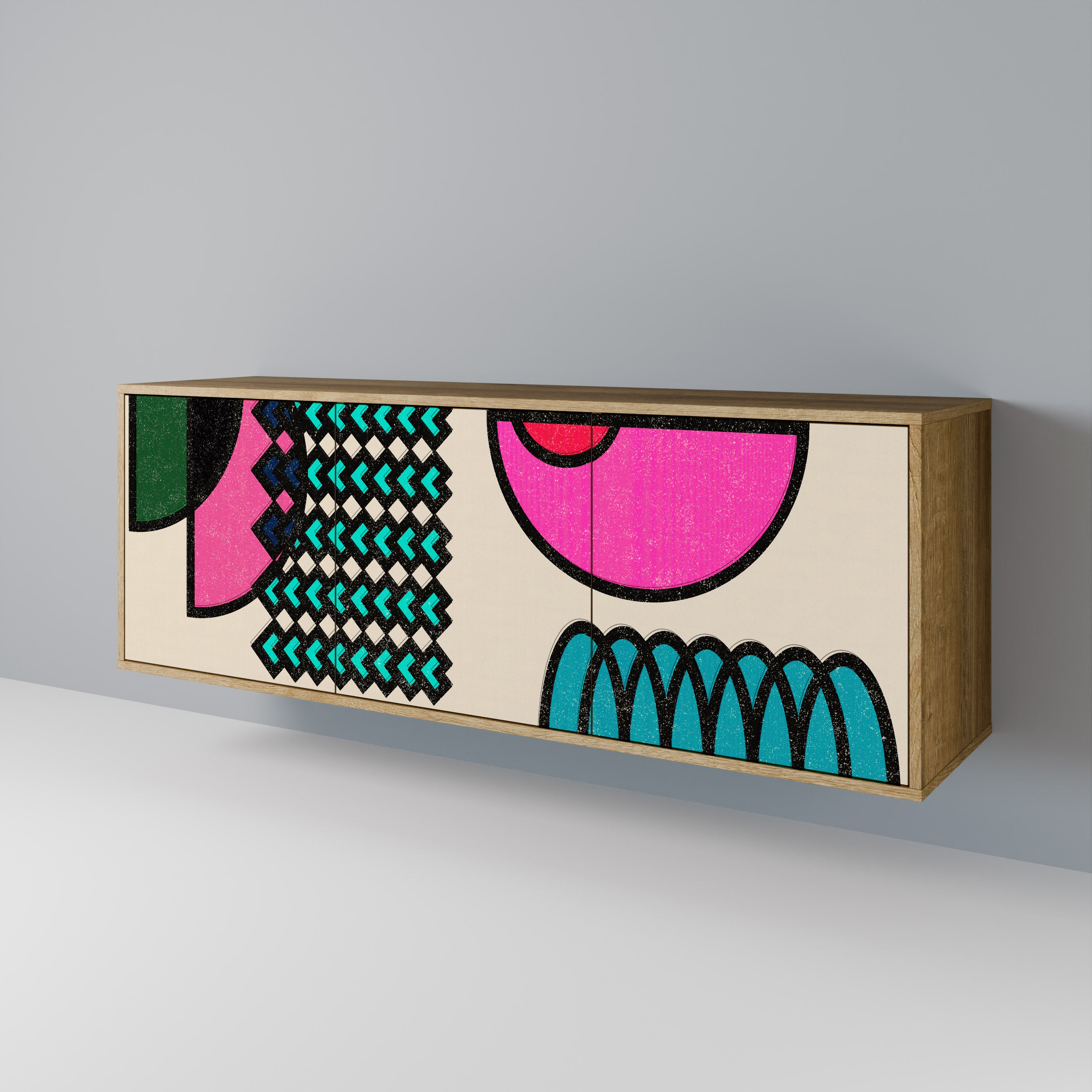 GEOMETRIC RHAPSODY 3-Door Sideboard in Oak Effect