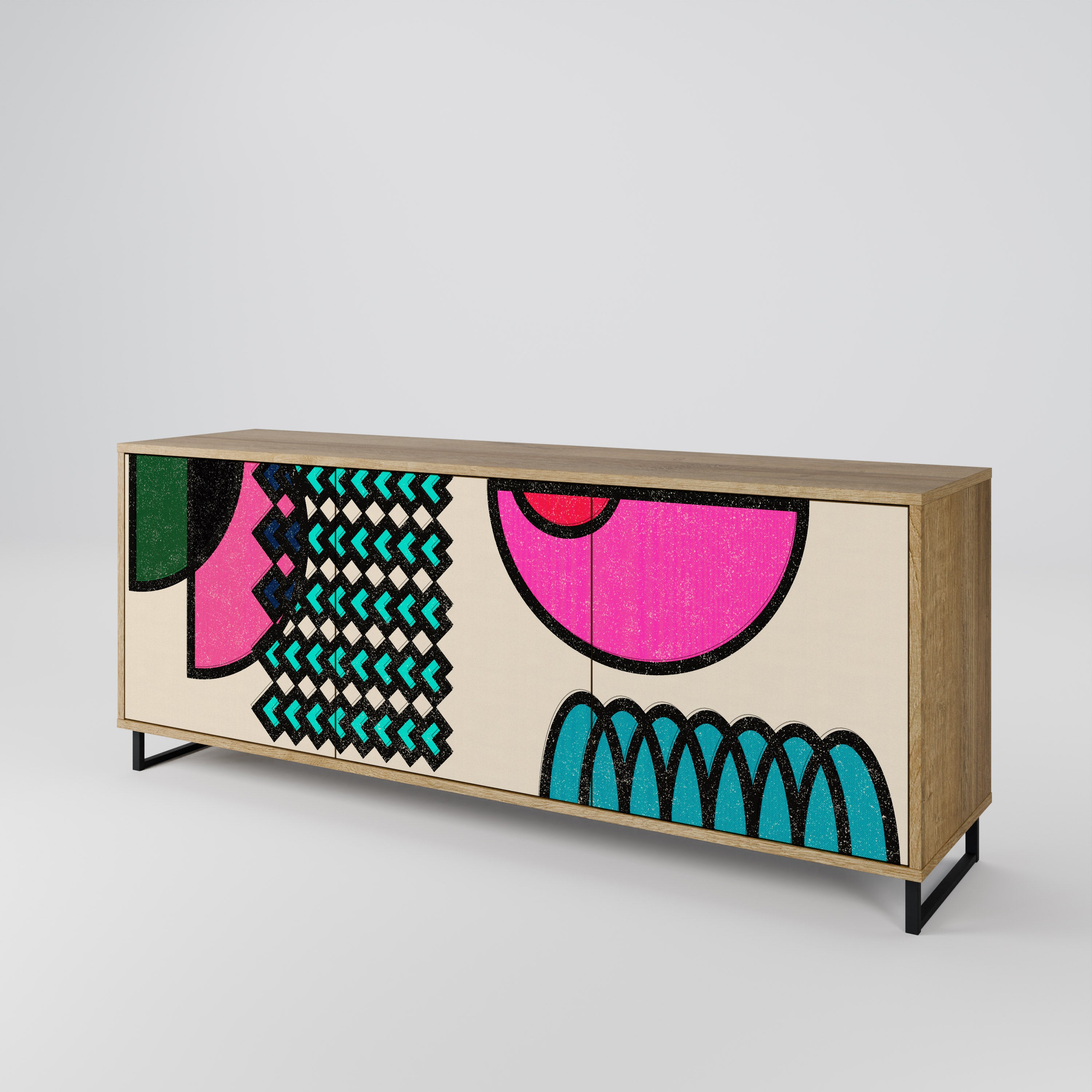GEOMETRIC RHAPSODY 3-Door Sideboard in Oak Effect