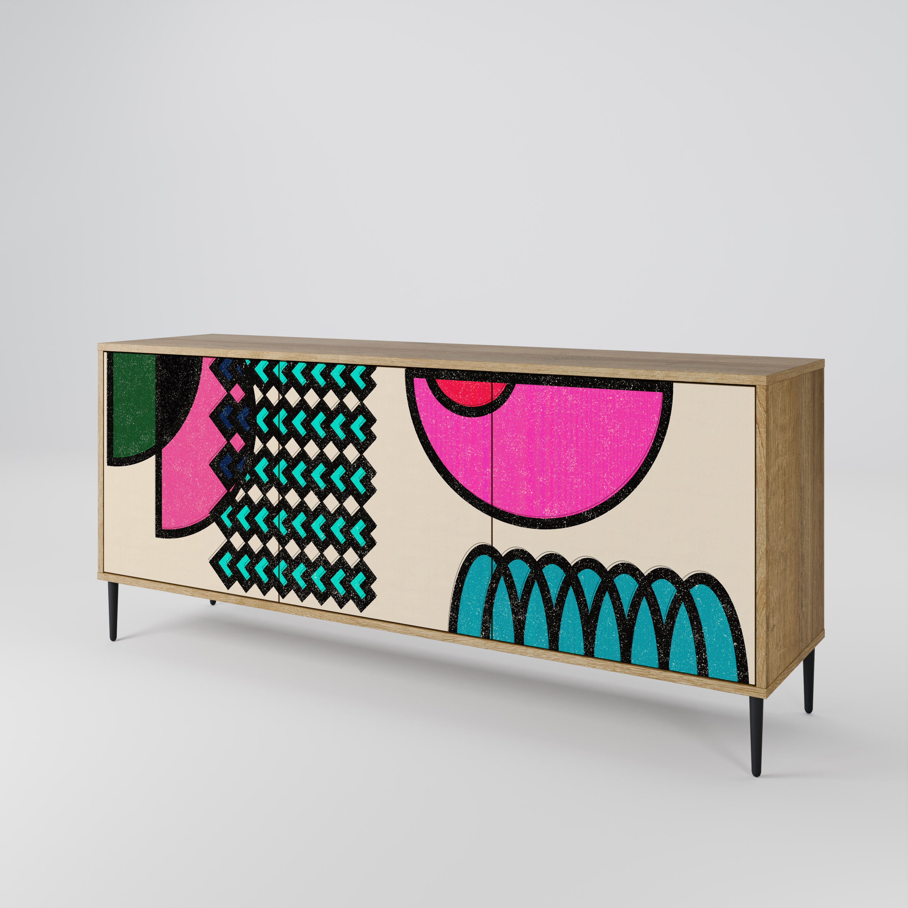 GEOMETRIC RHAPSODY 3-Door Sideboard in Oak Effect