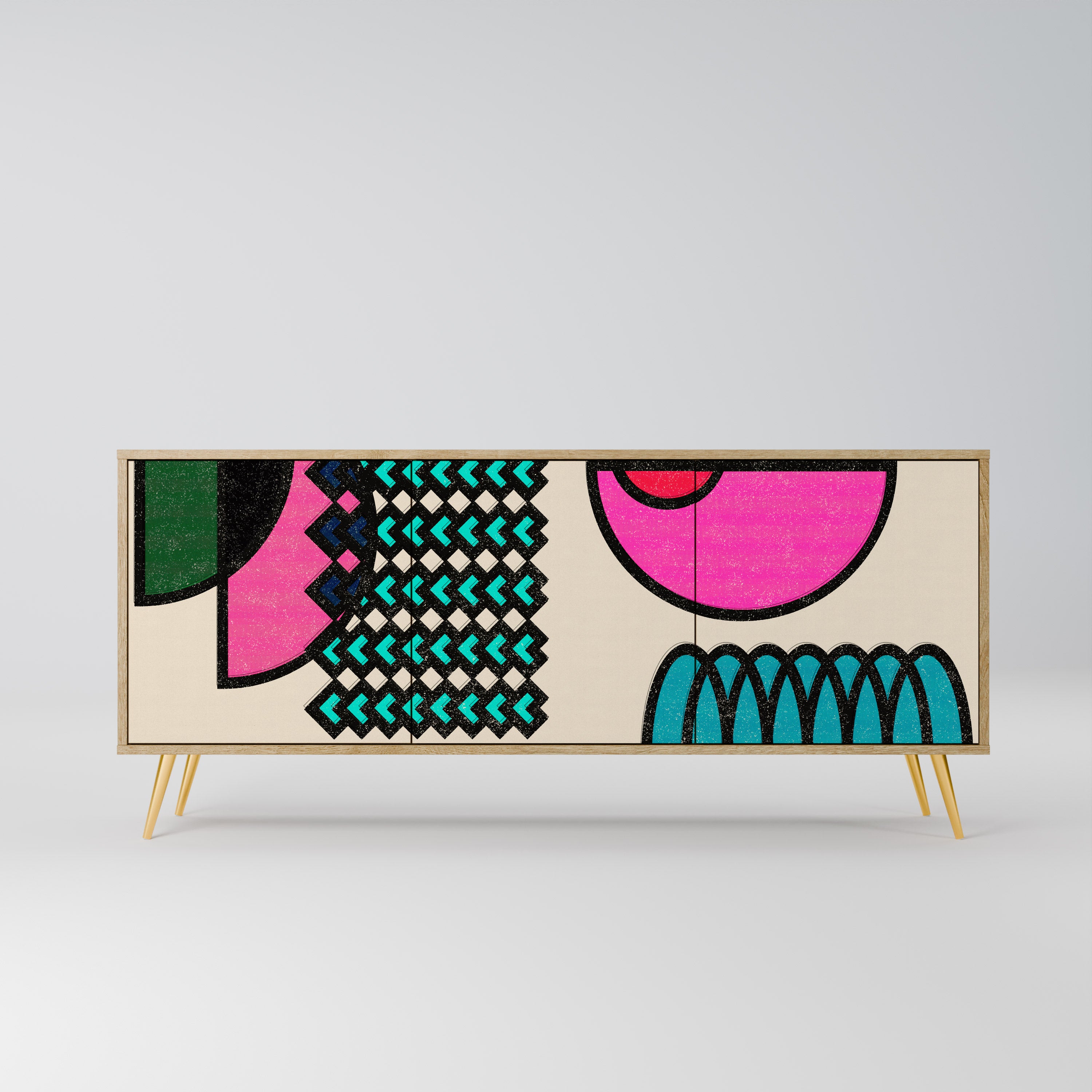 GEOMETRIC RHAPSODY 3-Door Sideboard in Oak Effect