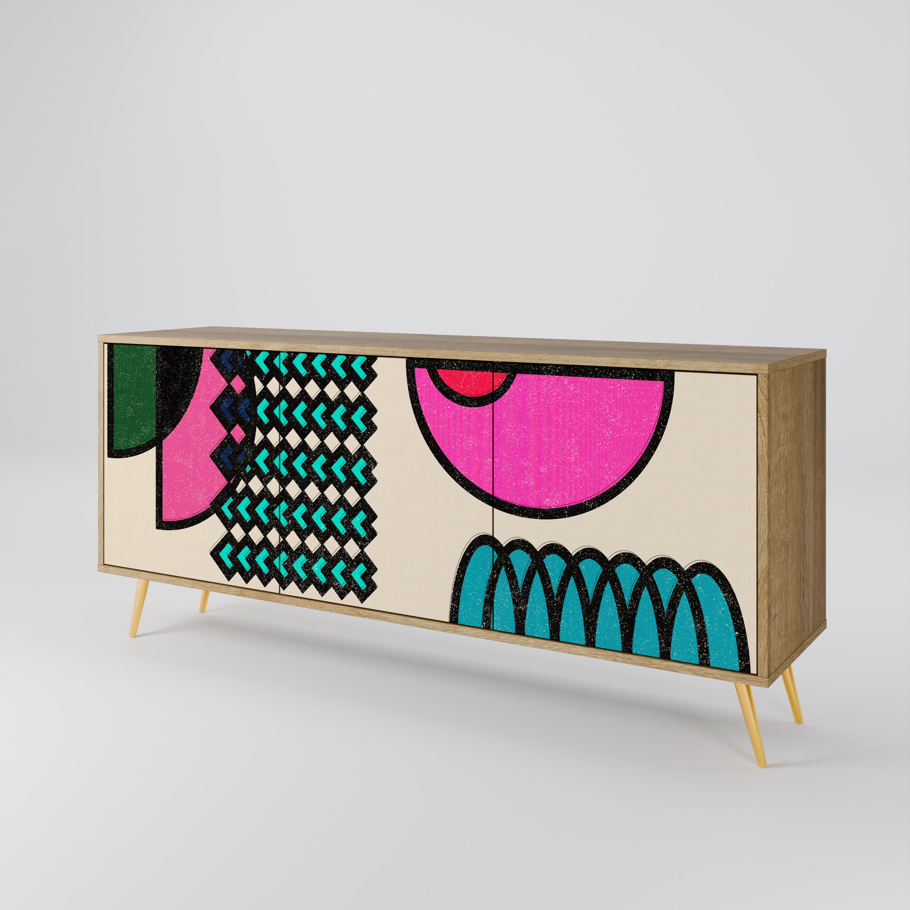 GEOMETRIC RHAPSODY 3-Door Sideboard in Oak Effect