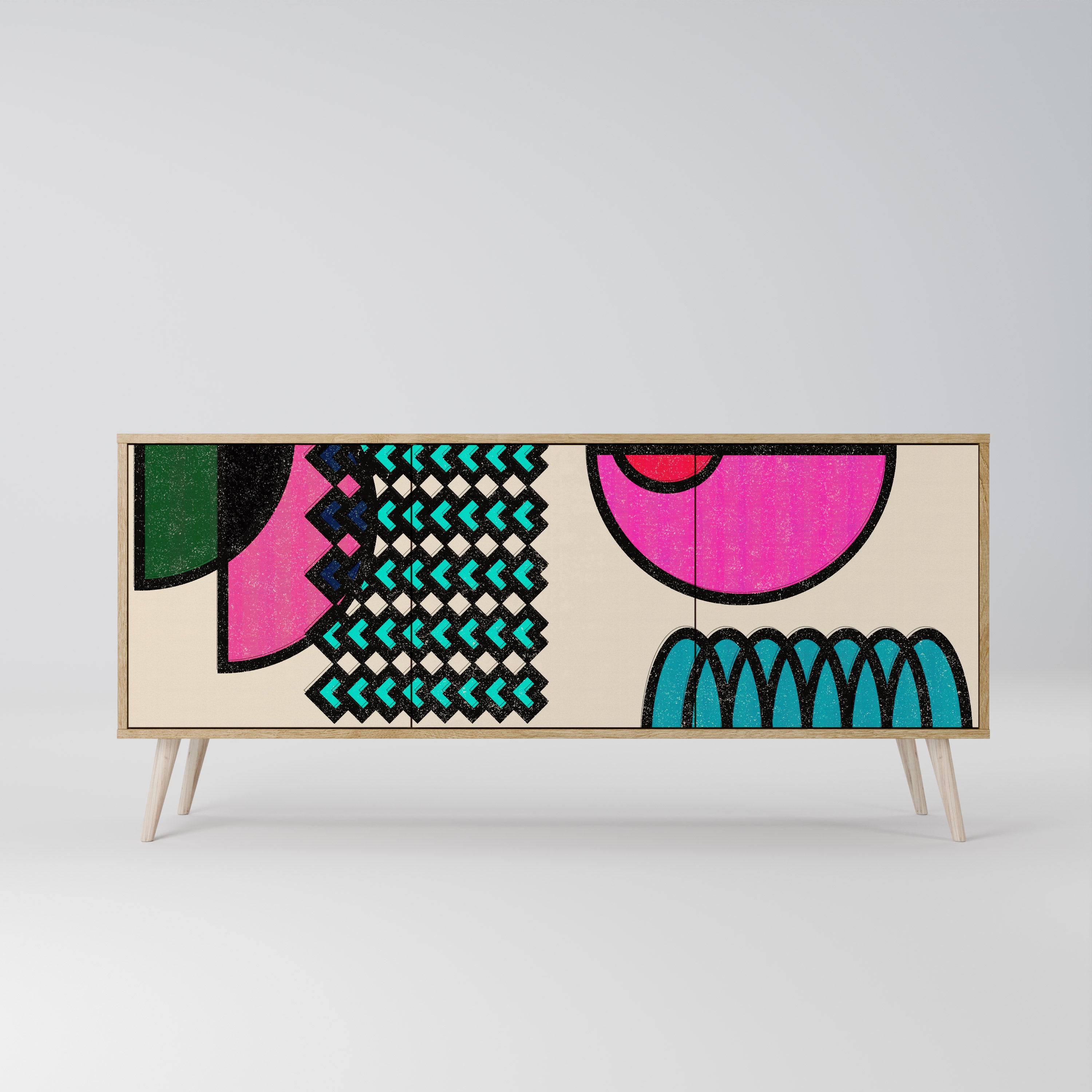 GEOMETRIC RHAPSODY 3-Door Sideboard in Oak Effect