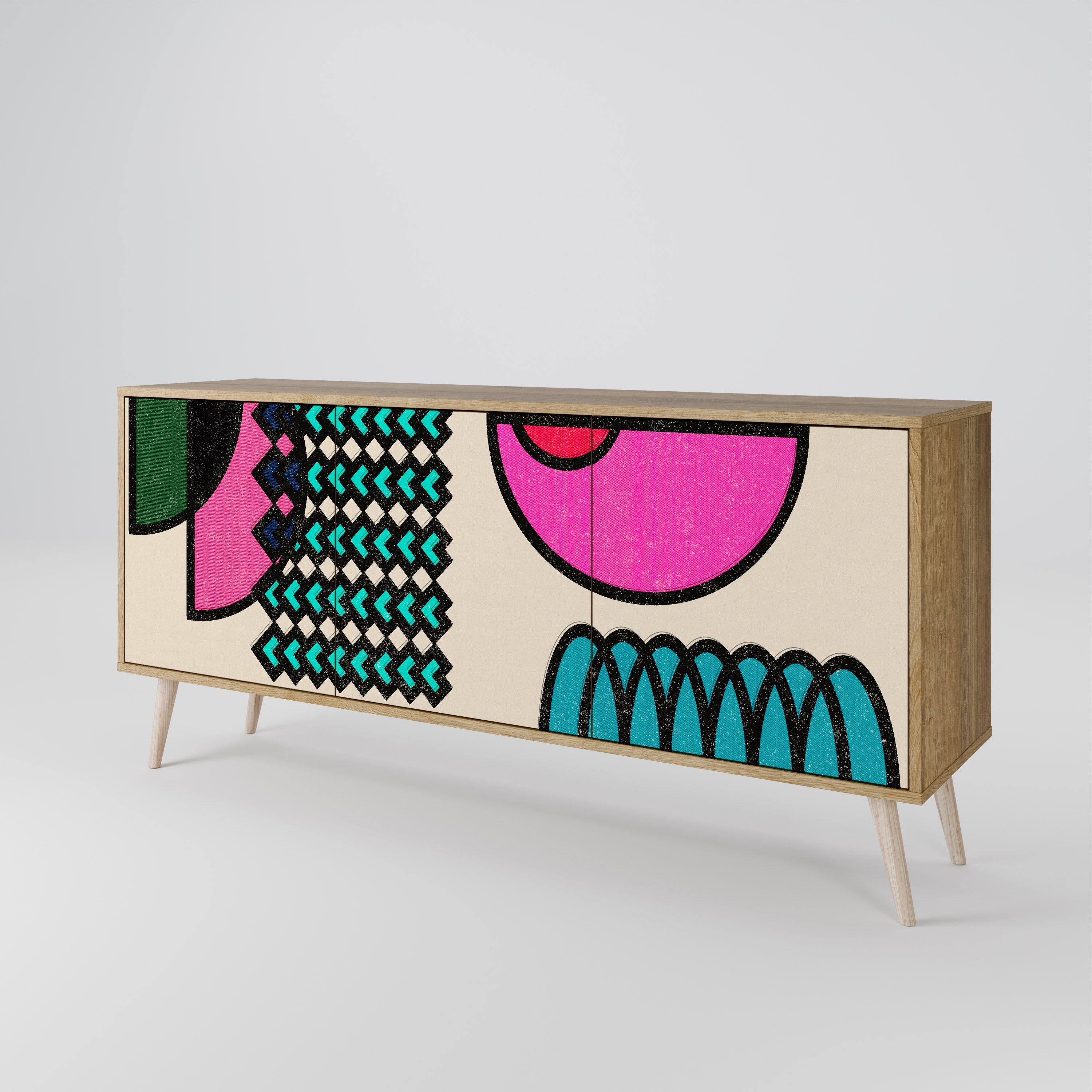 GEOMETRIC RHAPSODY 3-Door Sideboard in Oak Effect