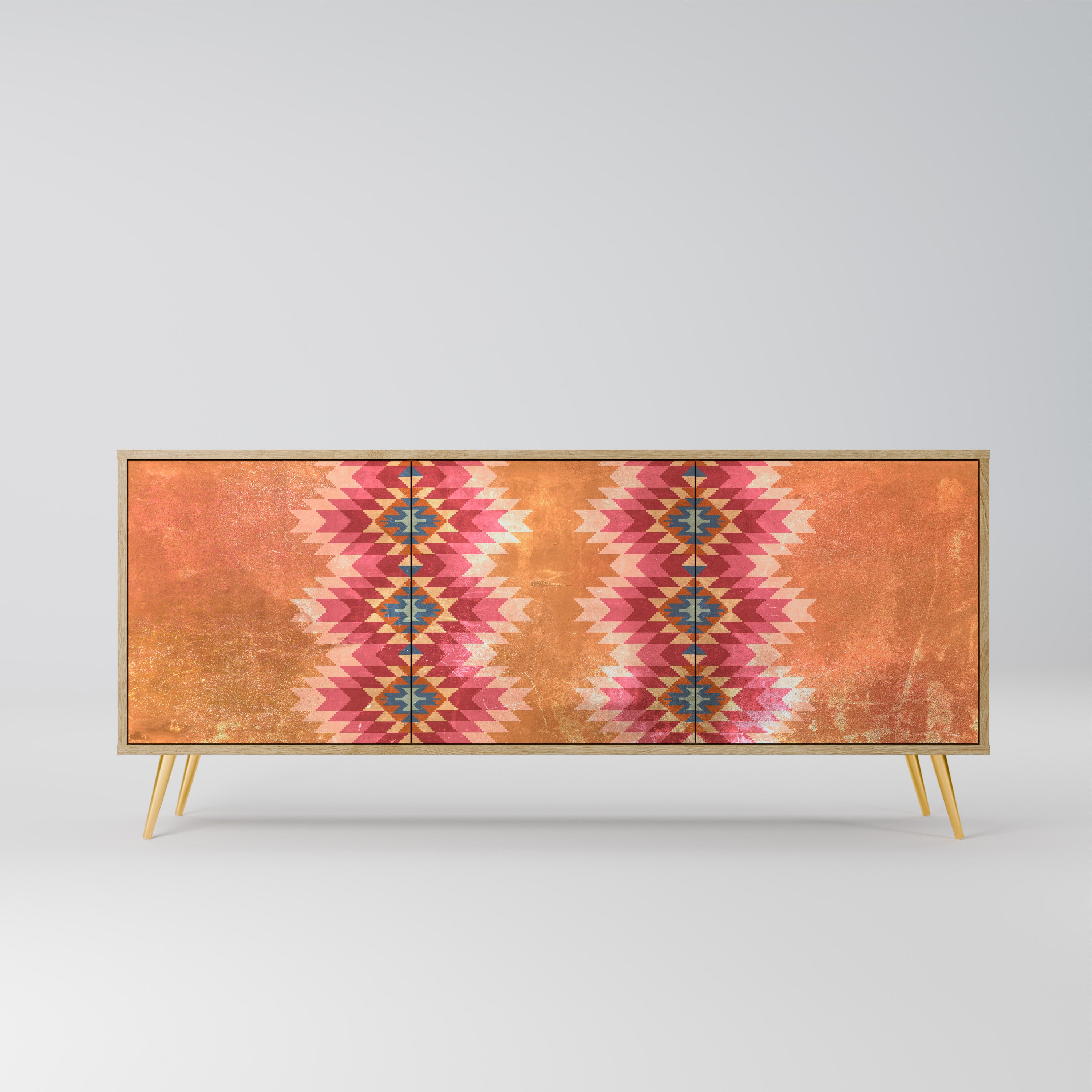 INDIAN FOLK 3-Door Sideboard in Oak Effect