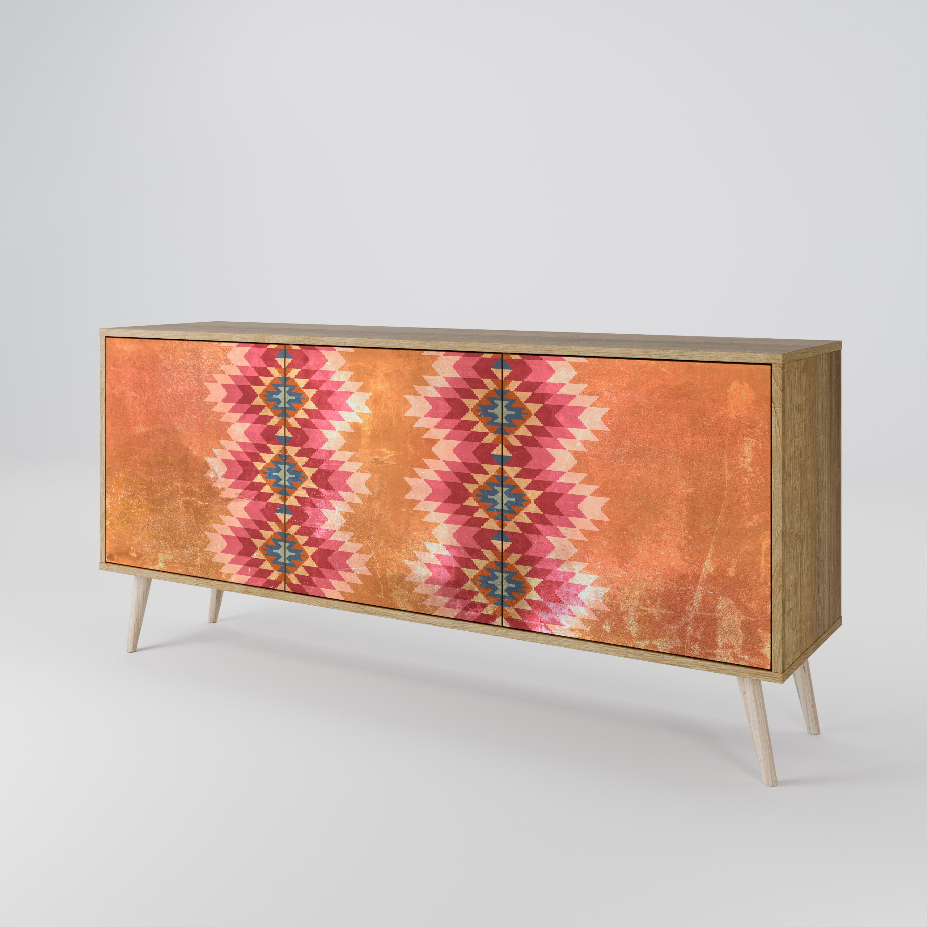INDIAN FOLK 3-Door Sideboard in Oak Effect