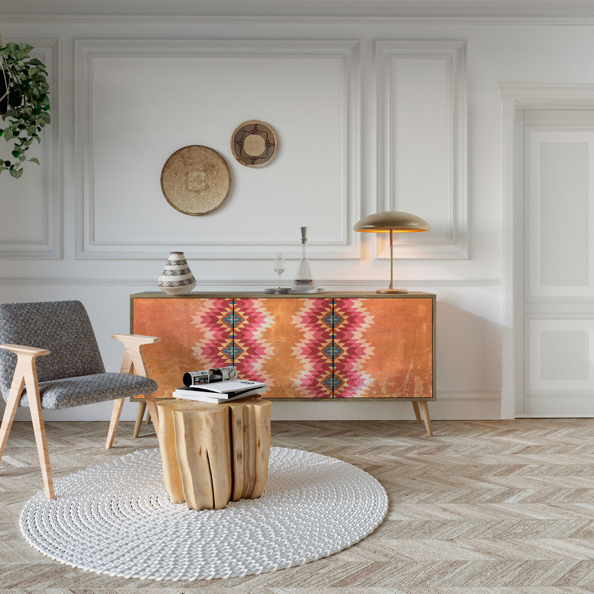 INDIAN FOLK Aparador de 3 Puertas