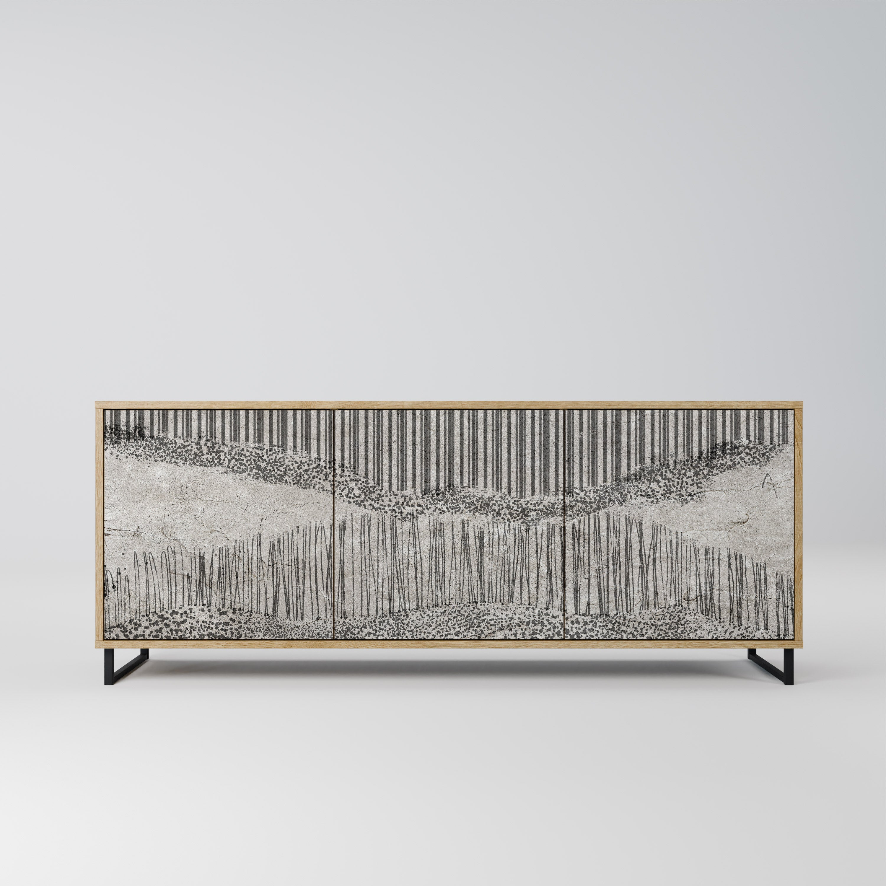GRAIN LINES 3-Door Sideboard in Oak Effect