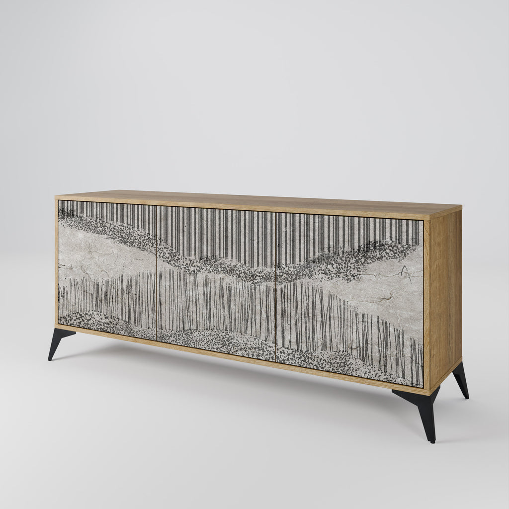 GRAIN LINES 3-Door Sideboard in Oak Effect