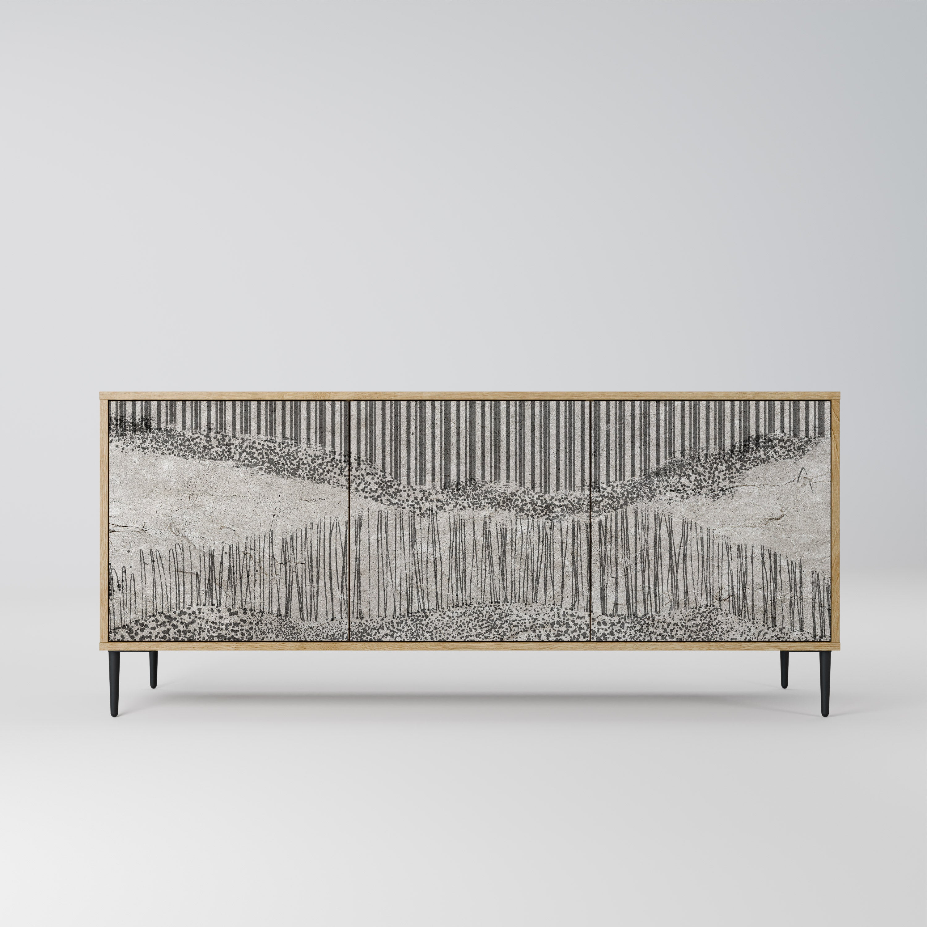 GRAIN LINES 3-Door Sideboard in Oak Effect