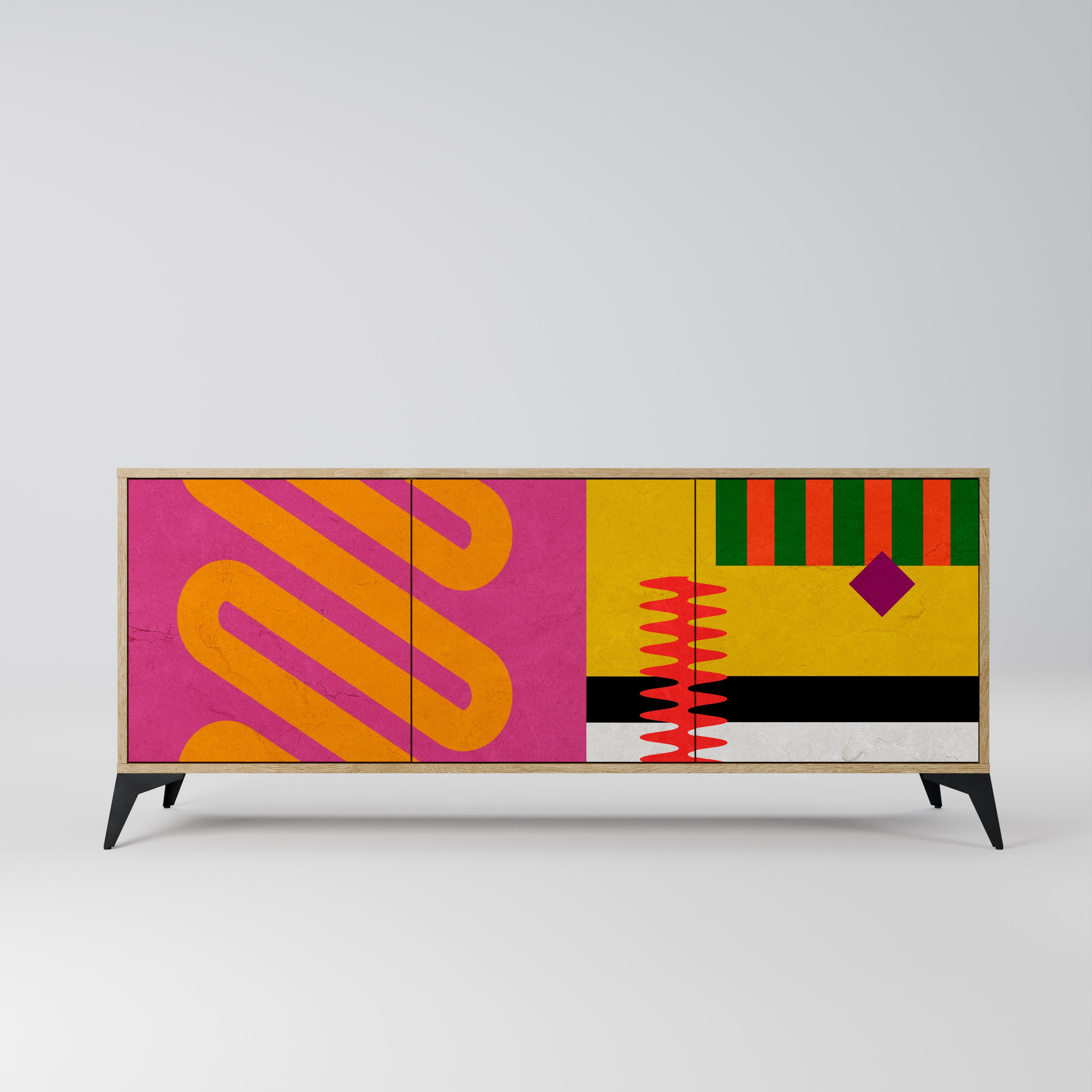 VIVID ART 3-Door Sideboard in Oak Effect