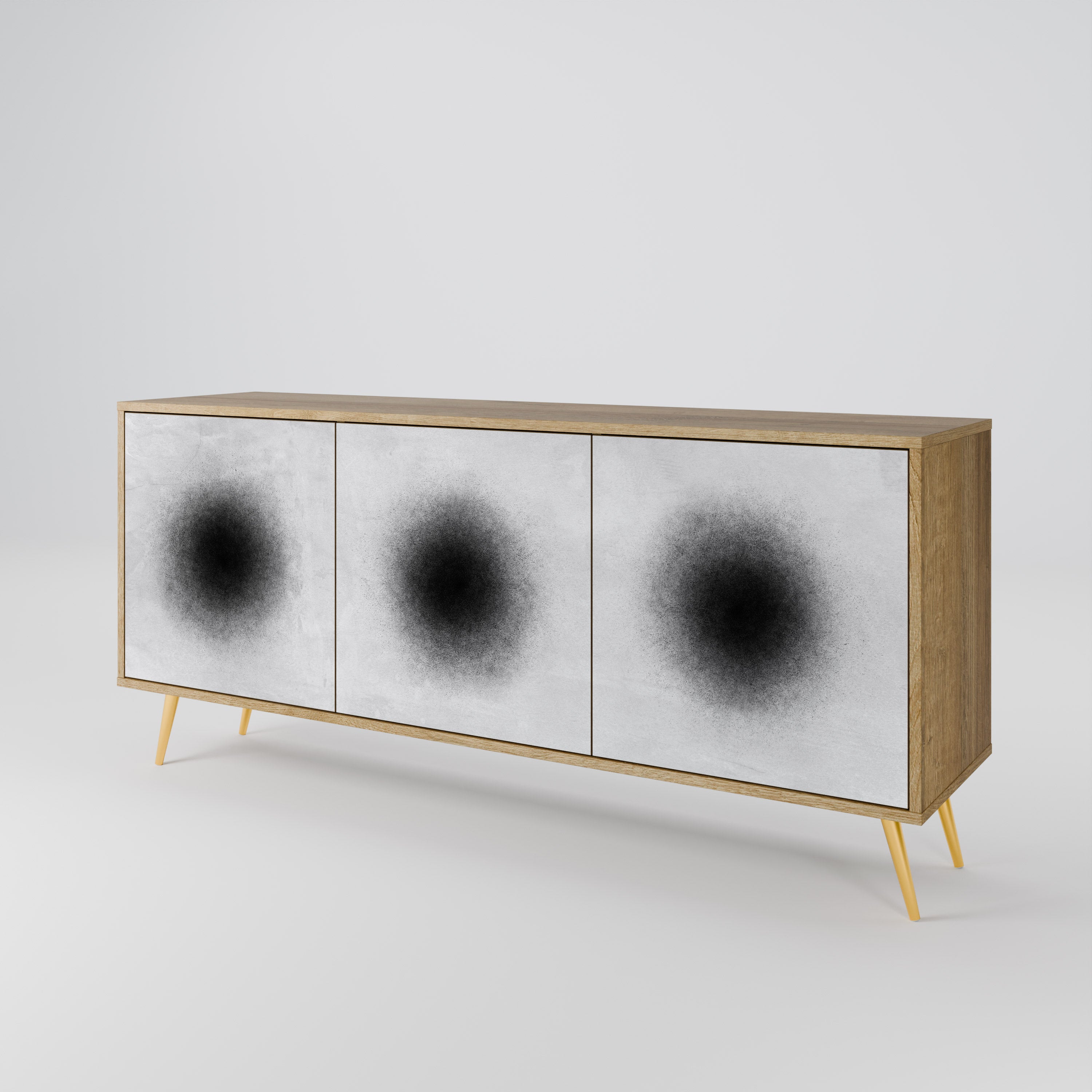 BLACK HOLE 3-Door Sideboard in Oak Effect