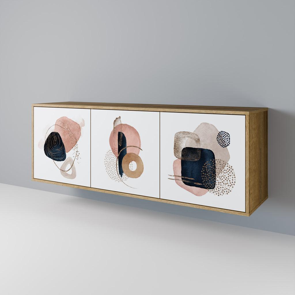 Aparador de 3 puertas con efecto roble COLORFUL SHAPES