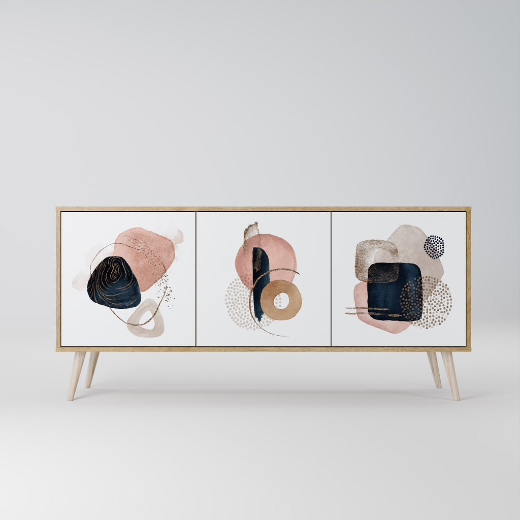 Aparador de 3 puertas con efecto roble COLORFUL SHAPES