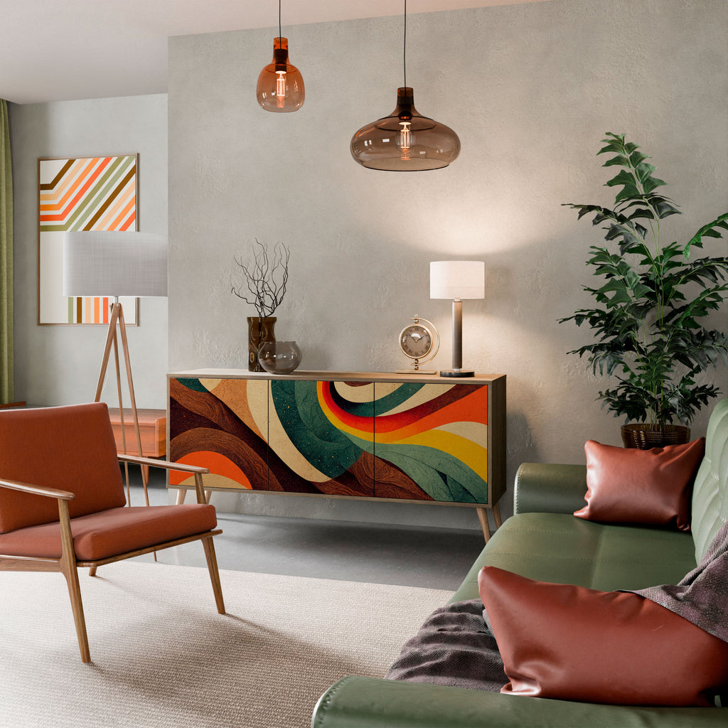 Aparador de 3 puertas COLORFUL STRANDS con efecto roble