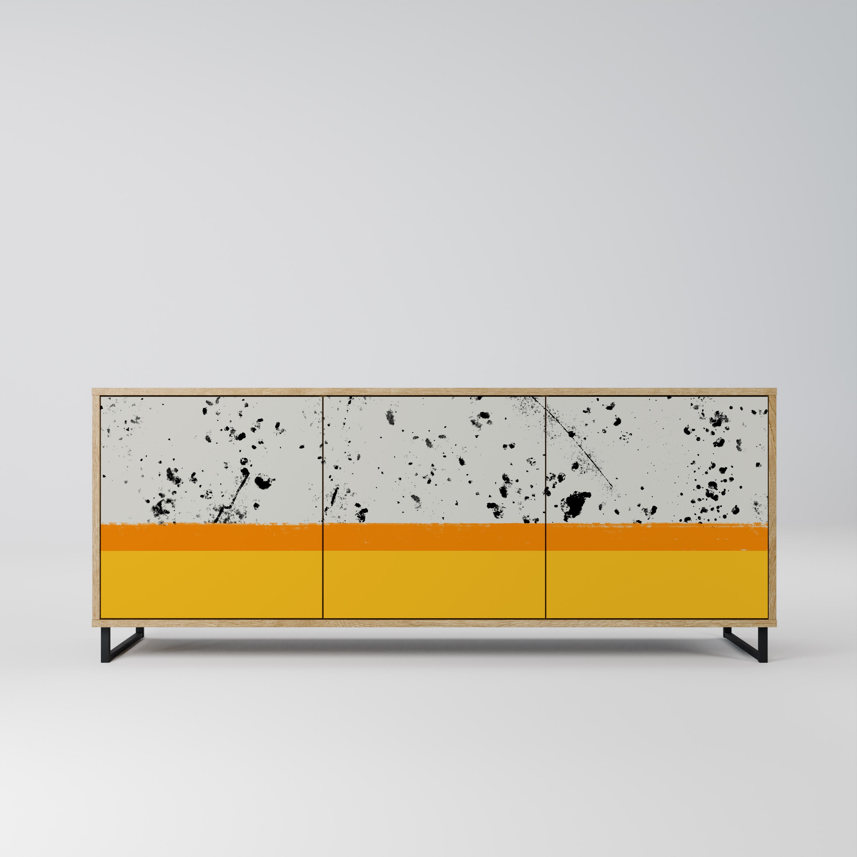DYED BY ORANGE 3-Door Sideboard in Oak Effect