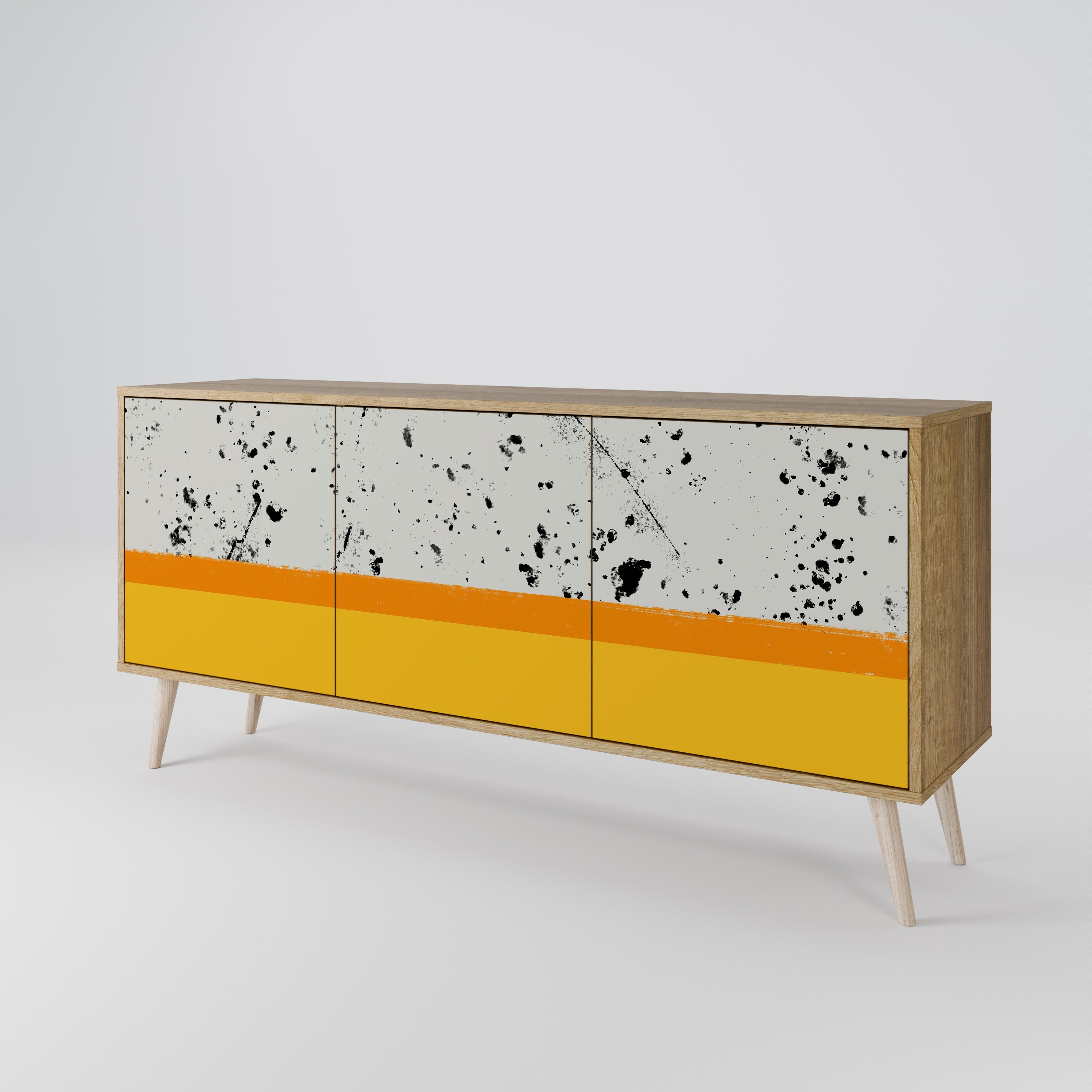 DYED BY ORANGE 3-Door Sideboard in Oak Effect