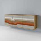 PECULIAR TRAIL Aparador de 3 Puertas en Efecto Roble