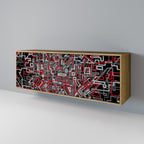 BROKEN LINES Aparador de 3 Puertas en Efecto Roble