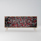 BROKEN LINES Aparador de 3 Puertas en Efecto Roble