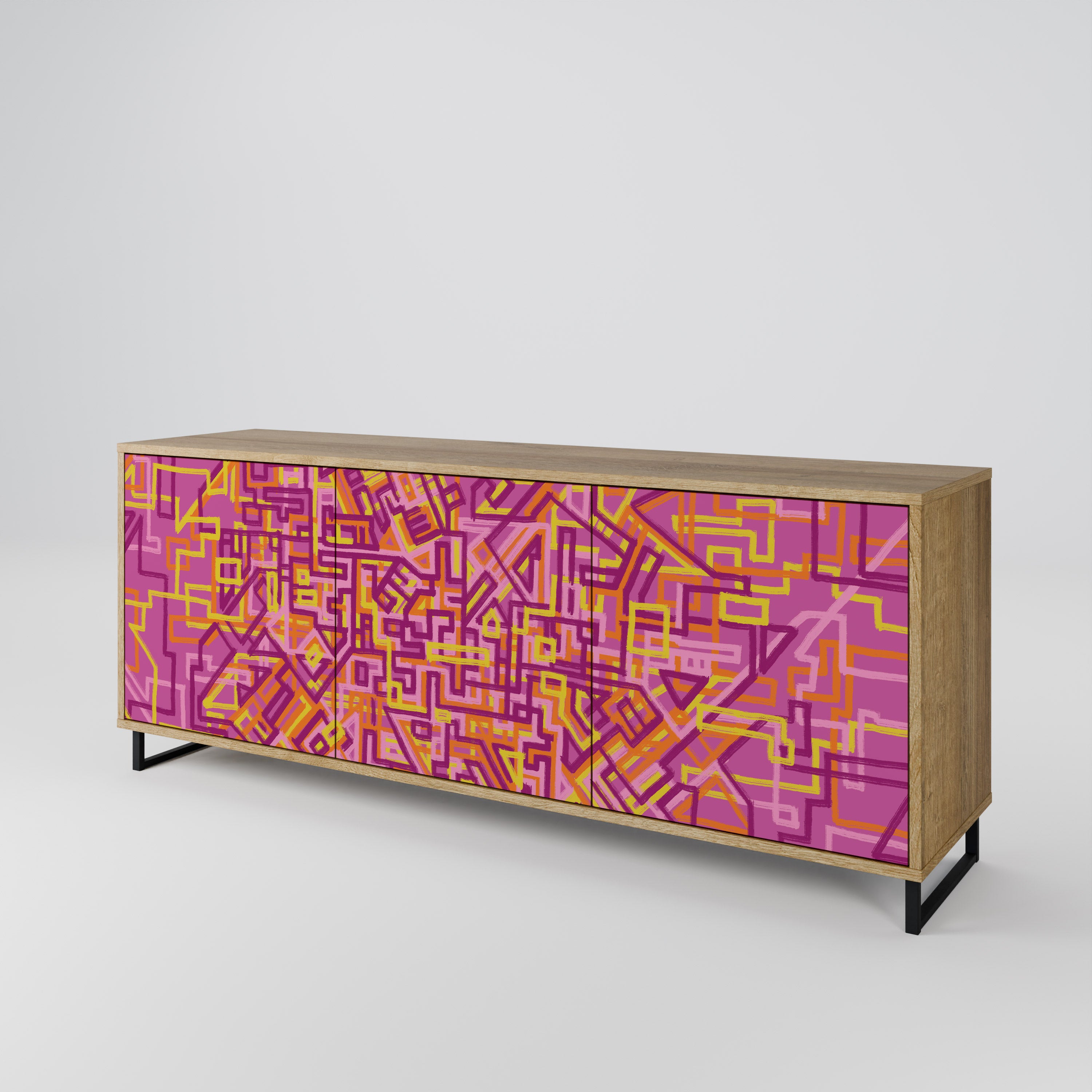 LOVELY MEMORIES 3-Door Sideboard in Oak Effect
