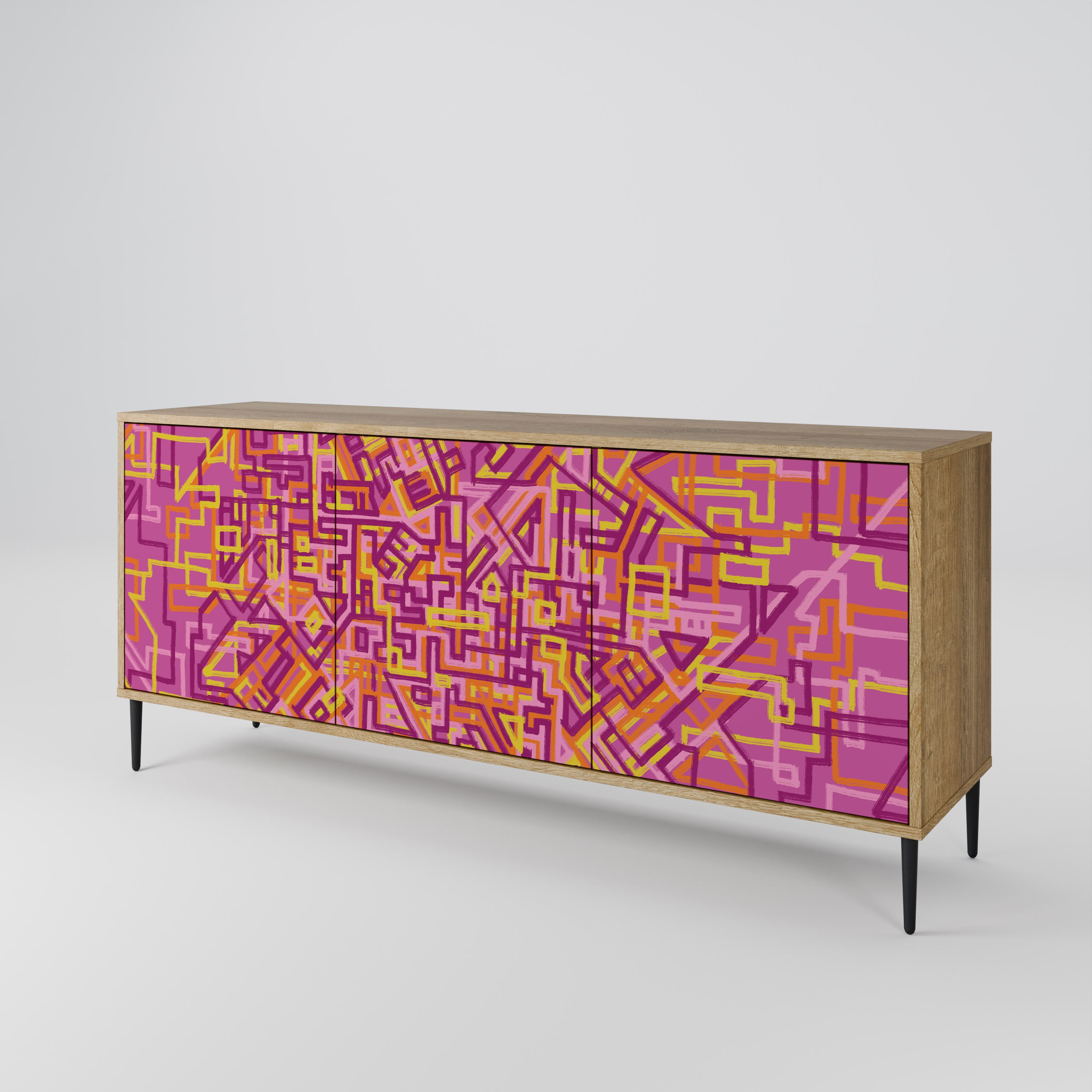 LOVELY MEMORIES 3-Door Sideboard in Oak Effect