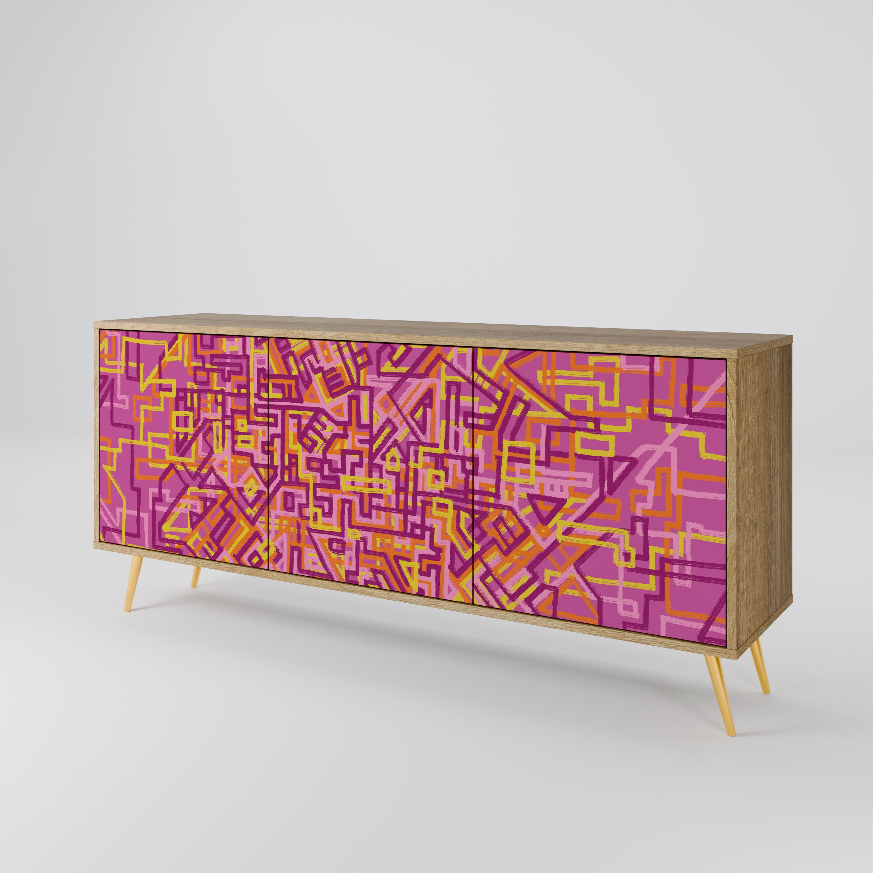 LOVELY MEMORIES 3-Door Sideboard in Oak Effect