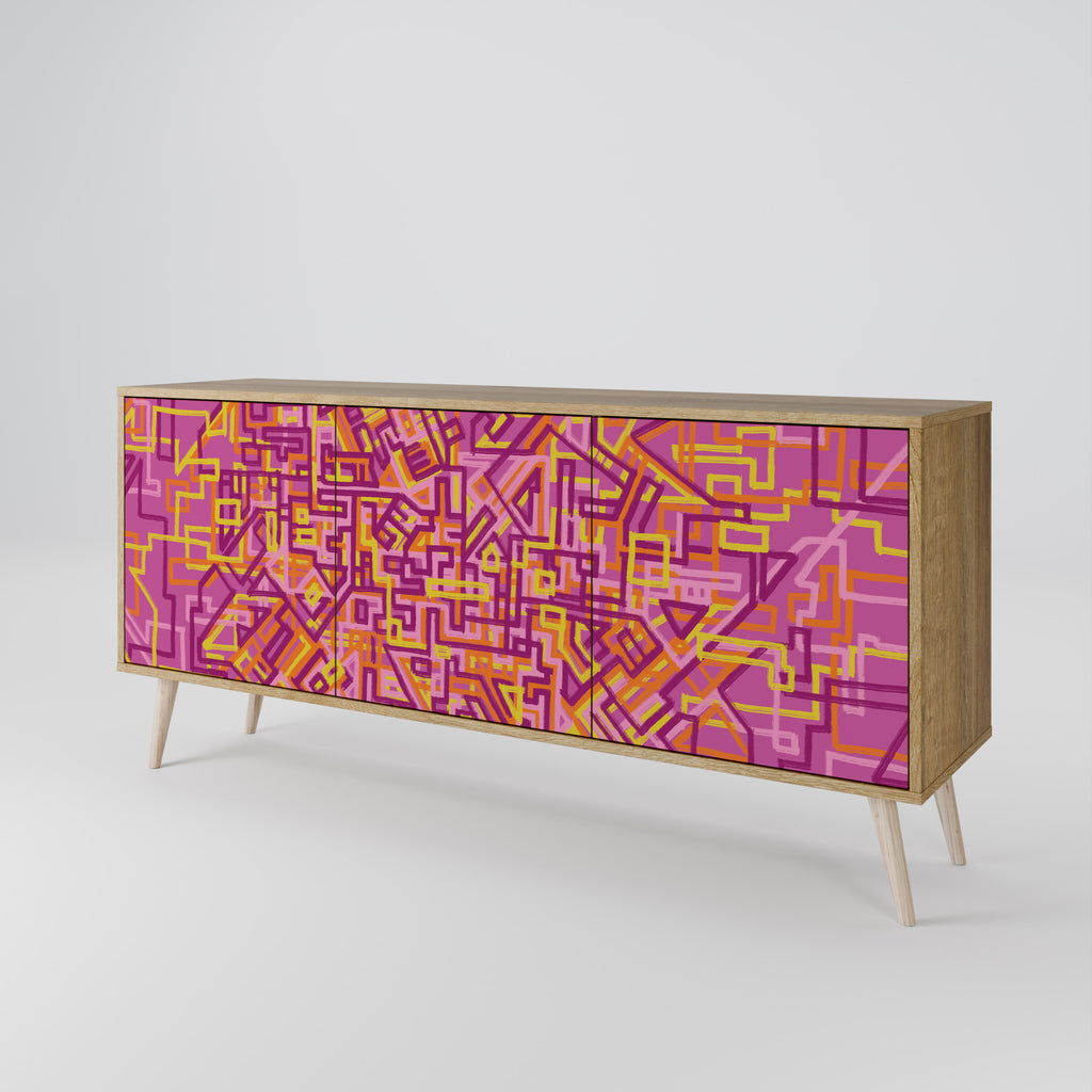 LOVELY MEMORIES 3-Door Sideboard in Oak Effect