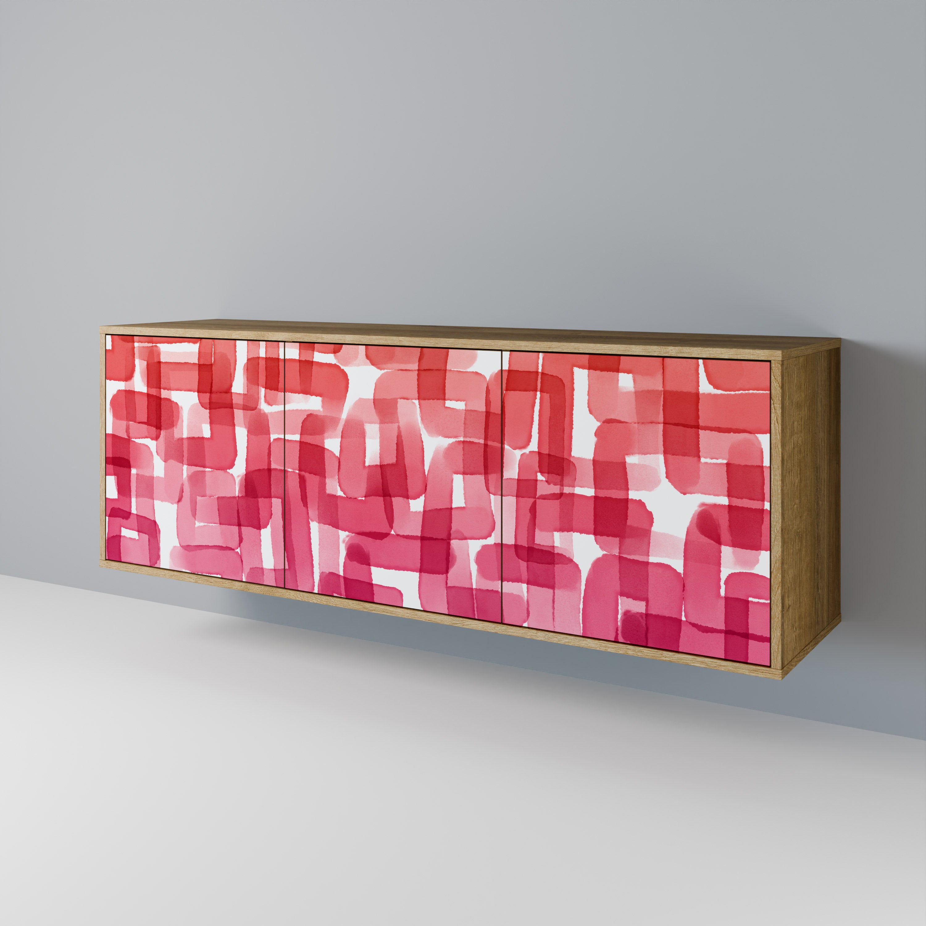 KALEIDOSCOPIC CUBISM 3-Door Sideboard in Oak Effect
