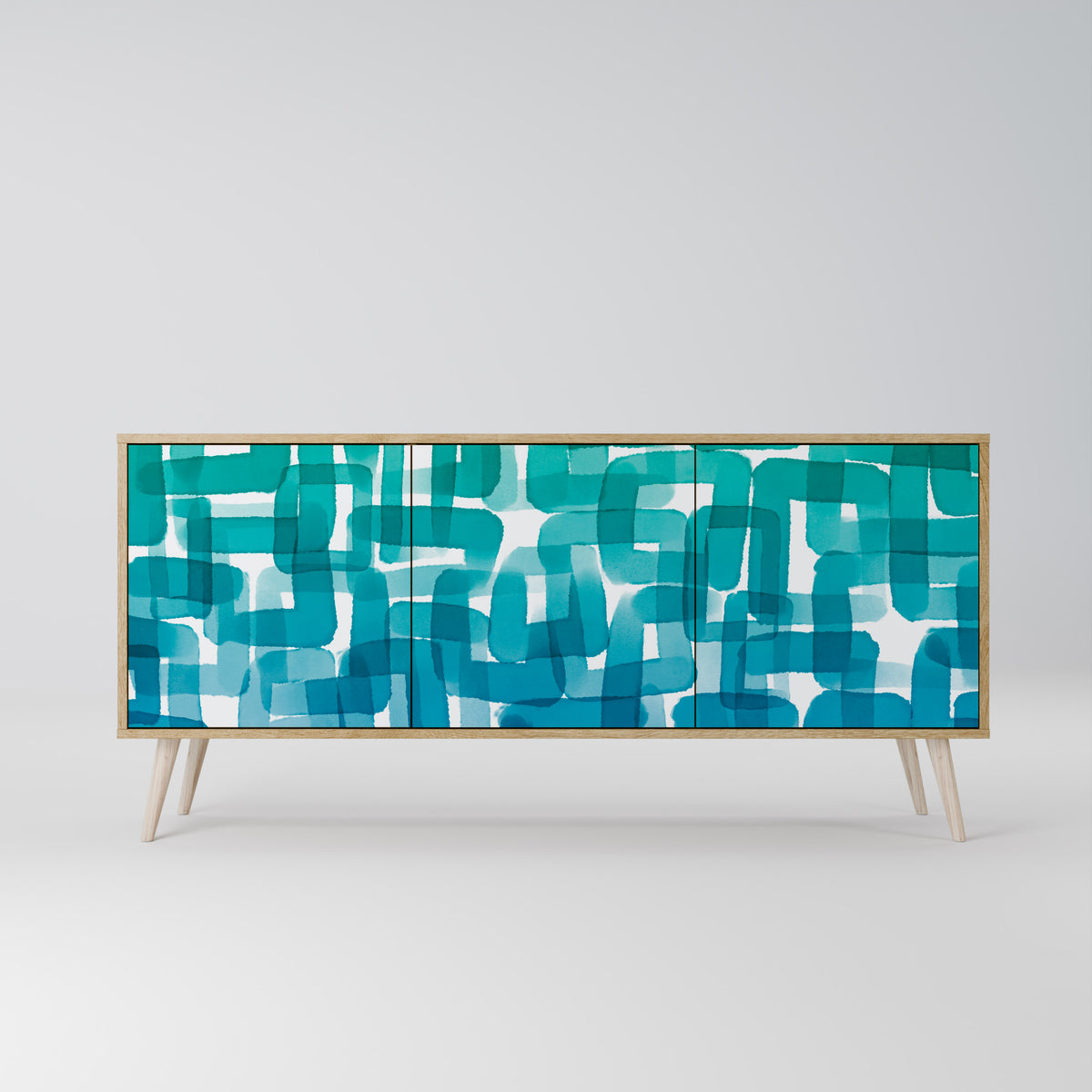 TURQUOISE RECTANGLES Aparador de 3 Puertas